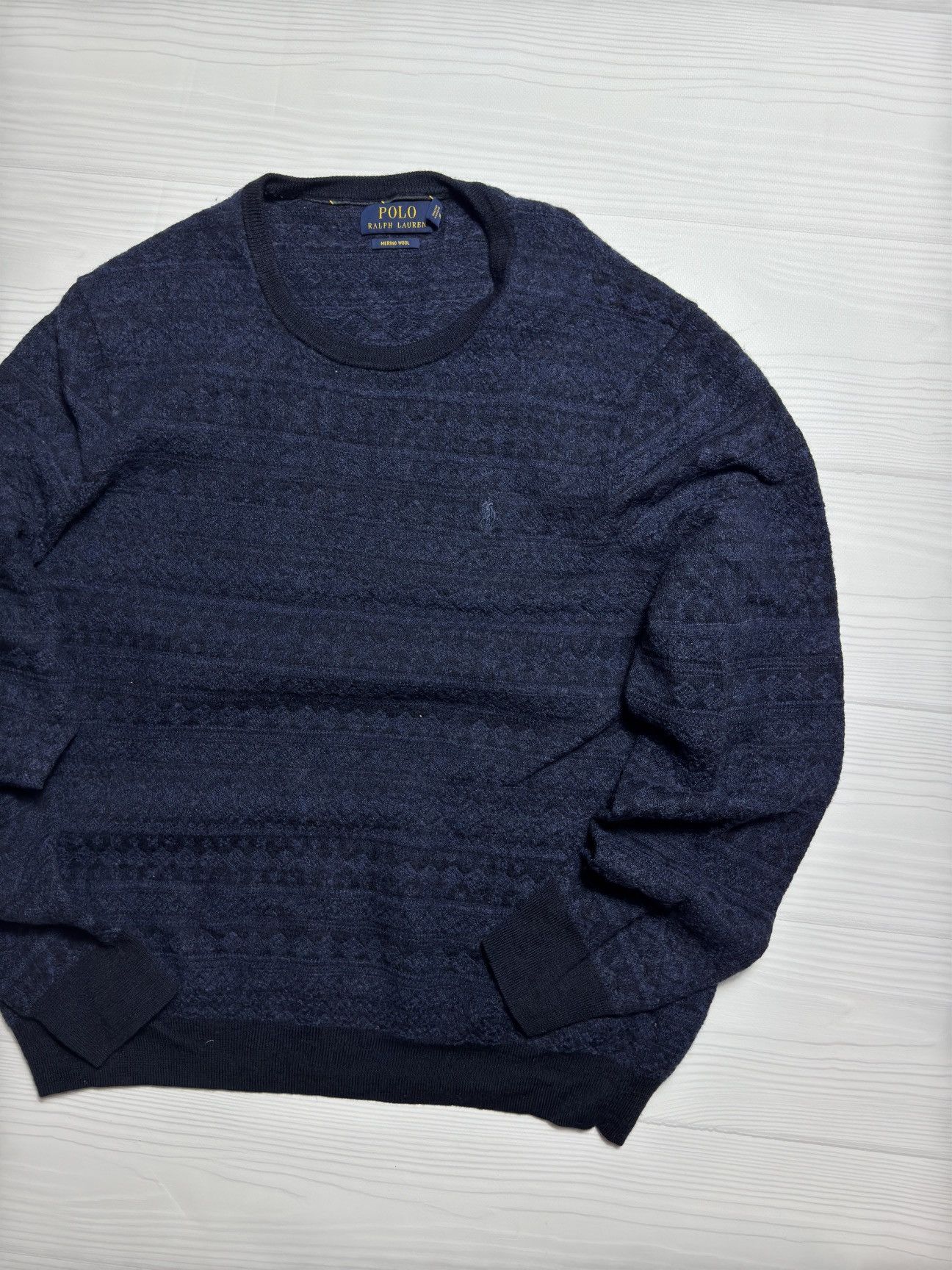Polo Ralph Lauren × Vintage Polo Ralph Lauren Merino Wool Blue Sweater Old Money Preppy Size US M / EU 48-50 / 2 - 2 Thumbnail