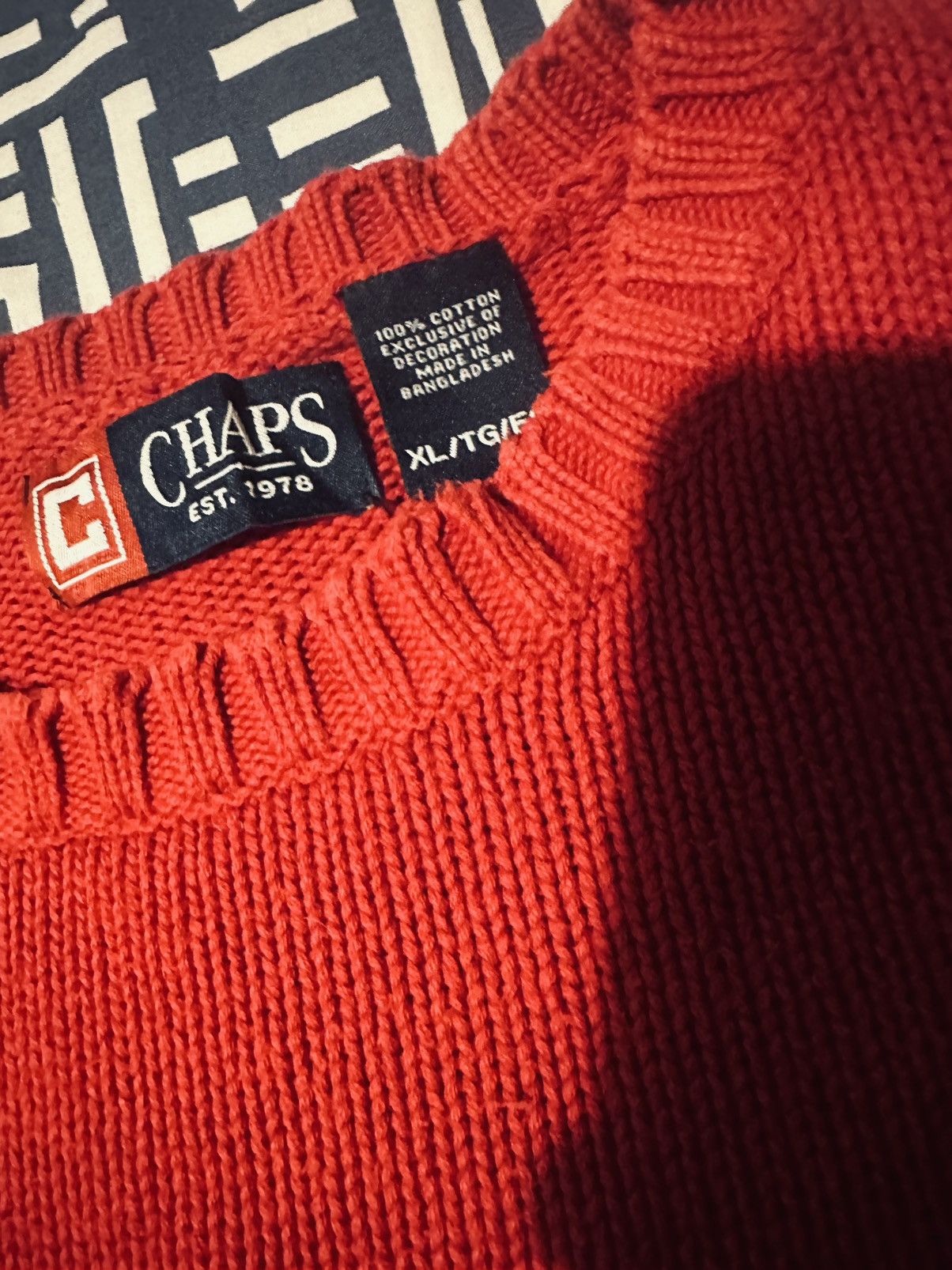 Chaps Ralph Lauren × Vintage Vintage Ralph Lauren Chaps Knit jumper Burgundy Cotton Size US XL / EU 56 / 4 - 5 Thumbnail