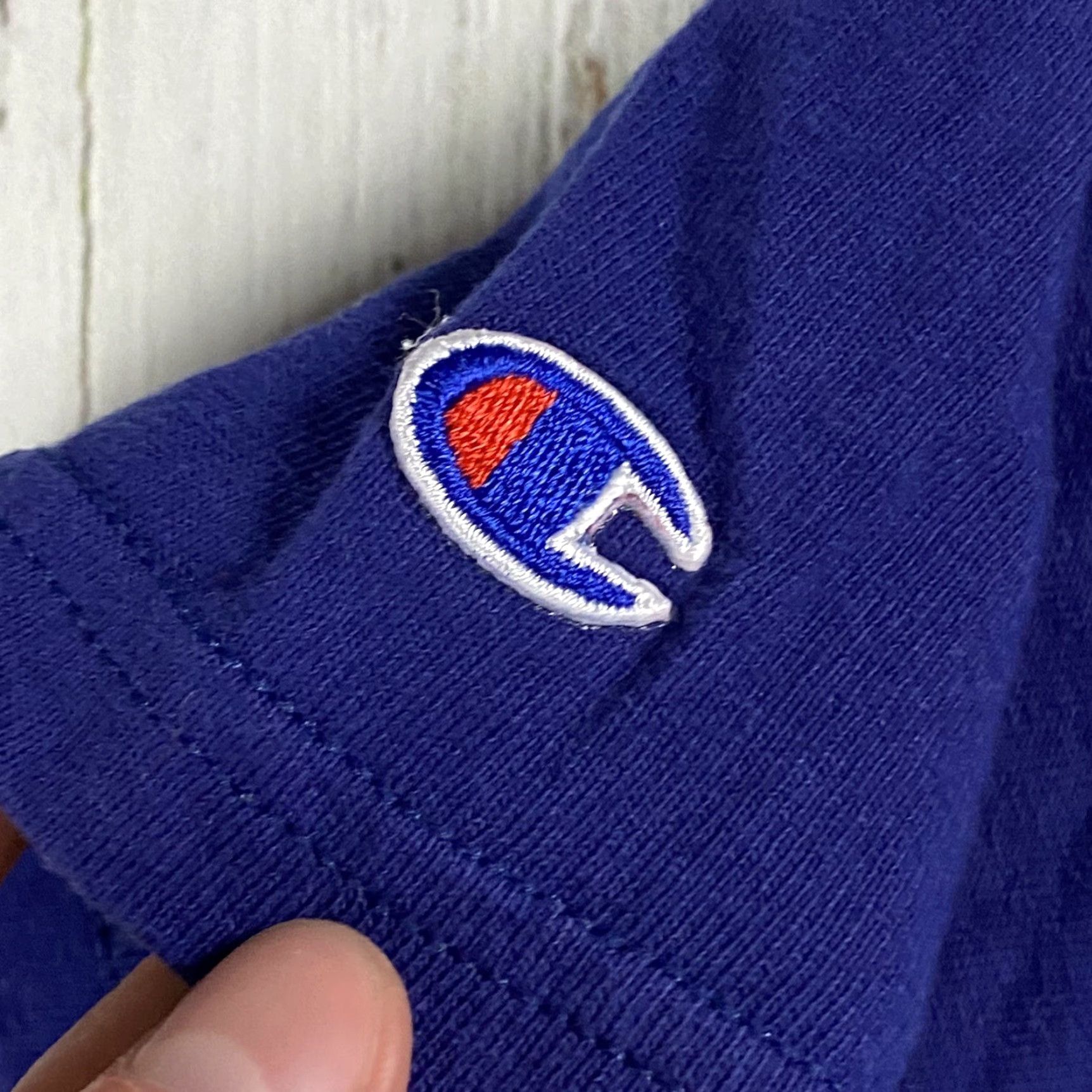 Champion VINTAGE Champion Heavyweight Knit Tee Navy Blue XL 1990s 90s Graphic CHAMPION SPORTSWEAR Mens Knit Short Sleeve Crew Neck - 90s Decade Theme Size US XL / EU 56 / 4 - 6 Thumbnail