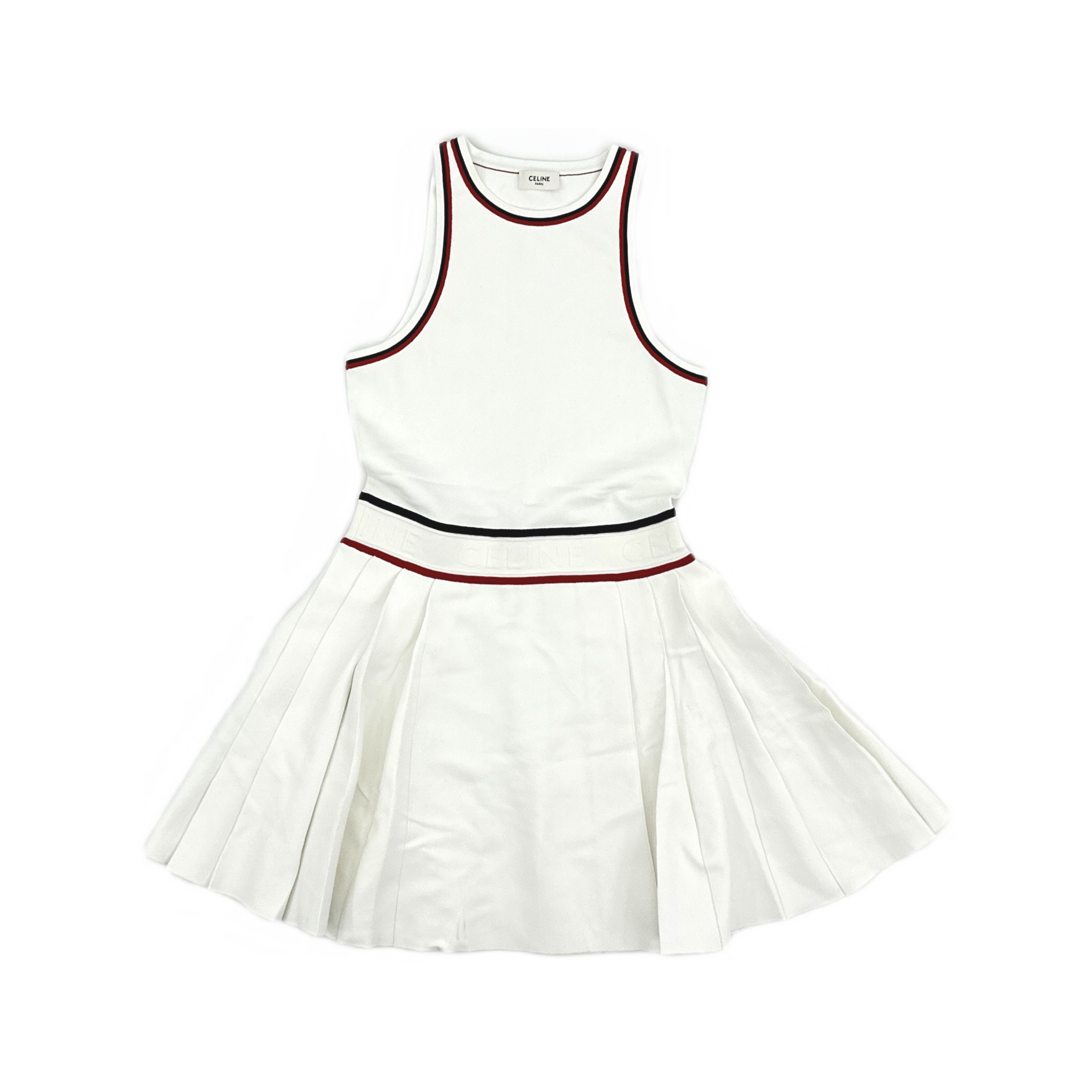 Celine Celine Striped Trim Pleated Mini Dress Size XS Size XS / US 0-2 / IT 36-38 - 1 Thumbnail