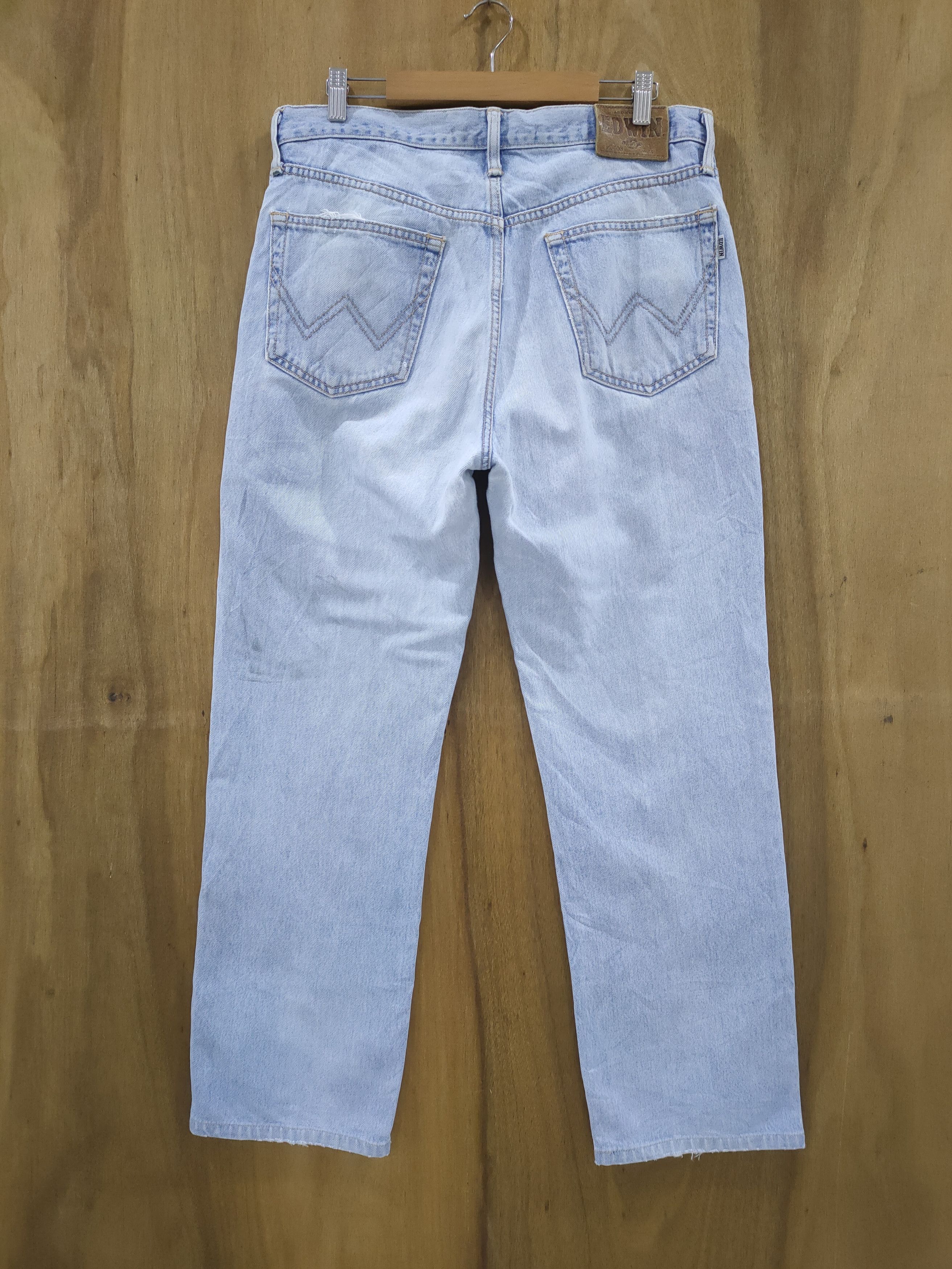 Edwin × StraightFaded × Vintage VINTAGE EDWIN LIGHT BLUE DISTRESSED JEANS DENIM PANTS Size US 34 / EU 50 - 7 Thumbnail