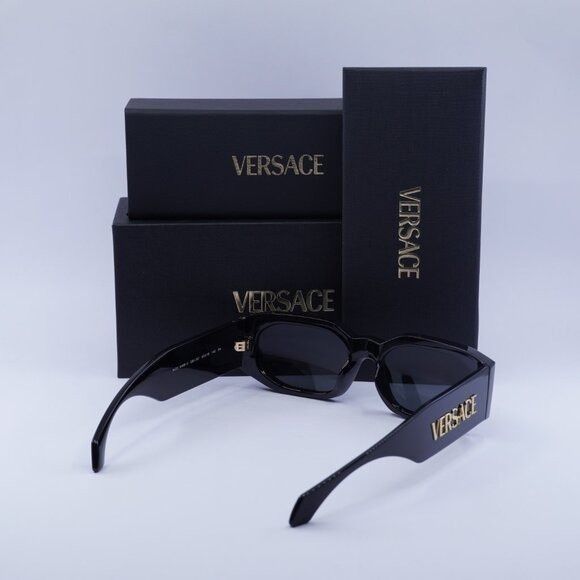 Versace Versace VE4489U GB1/87 Sunglasses Black Rectangle Frame Size ONE SIZE - 9 Thumbnail