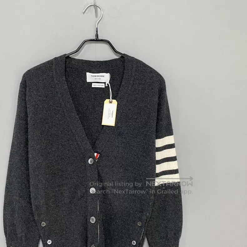 Thom Browne Thom Browne Dark Gray Cashmere Cardigan Size US XXS / EU 40 - 2 Thumbnail
