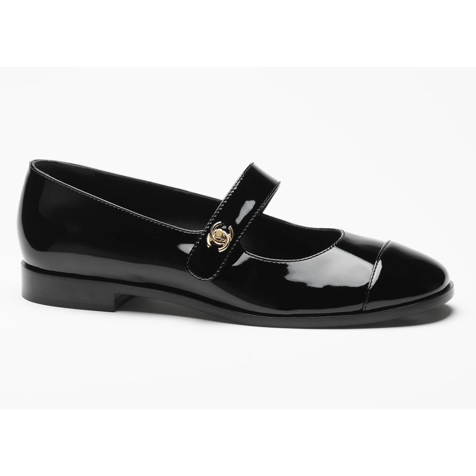 Chanel Chanel Black Patent Turnlock CC Mary Jane Ballet Flat 40 Size US 10 / IT 40 - 1 Thumbnail