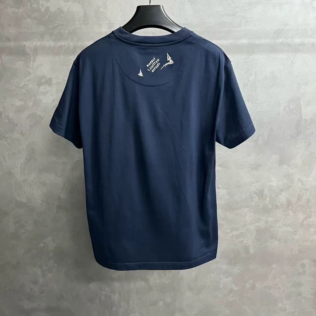 louis vuitton blue logo short sleeve t-shirt