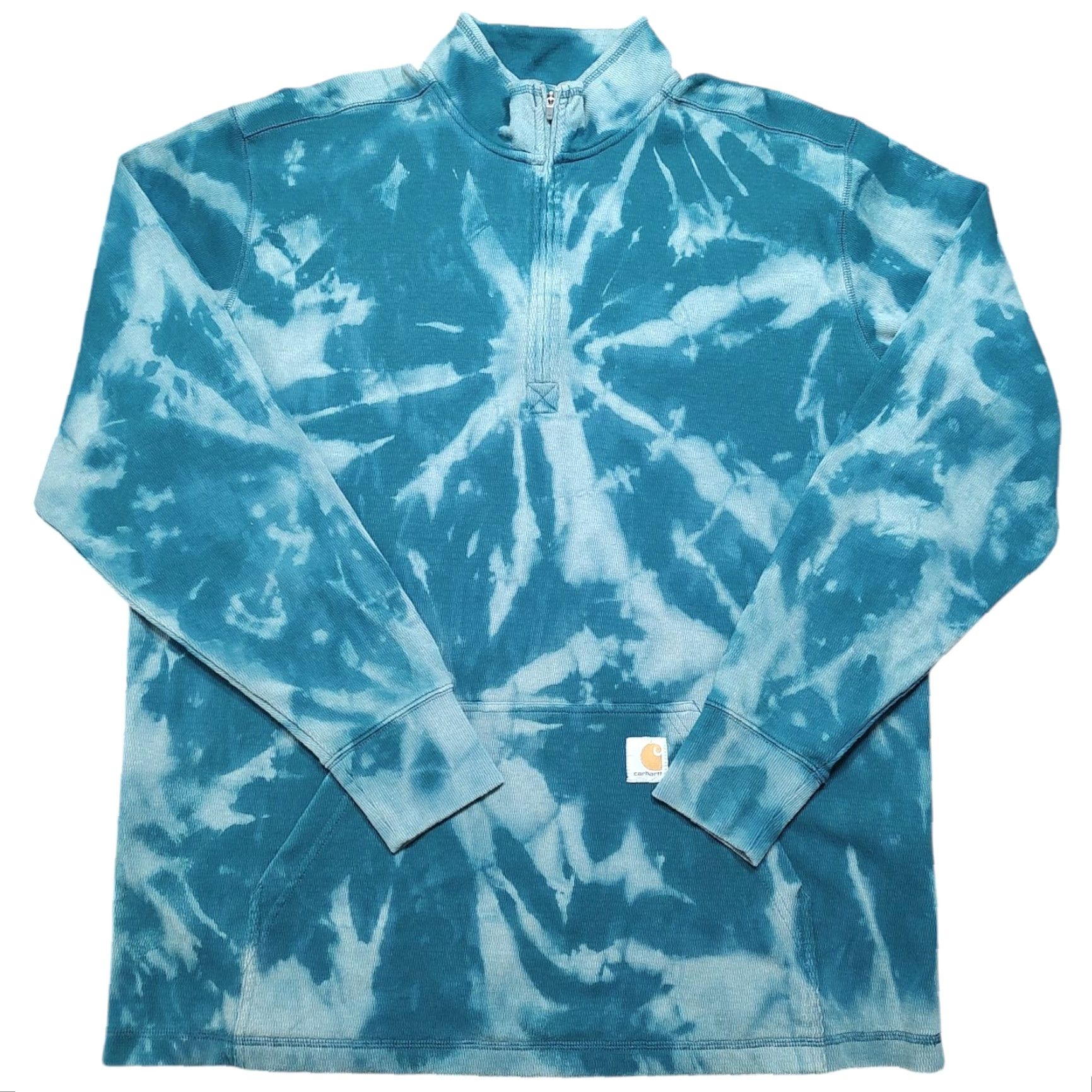 Carhartt Carhartt Mens XL Teal Green 1/4 Zip Thermal Sweatshirt Acid Wash Tie Dye Relaxed Shirt Men Size US XL / EU 56 / 4 - 2 Thumbnail