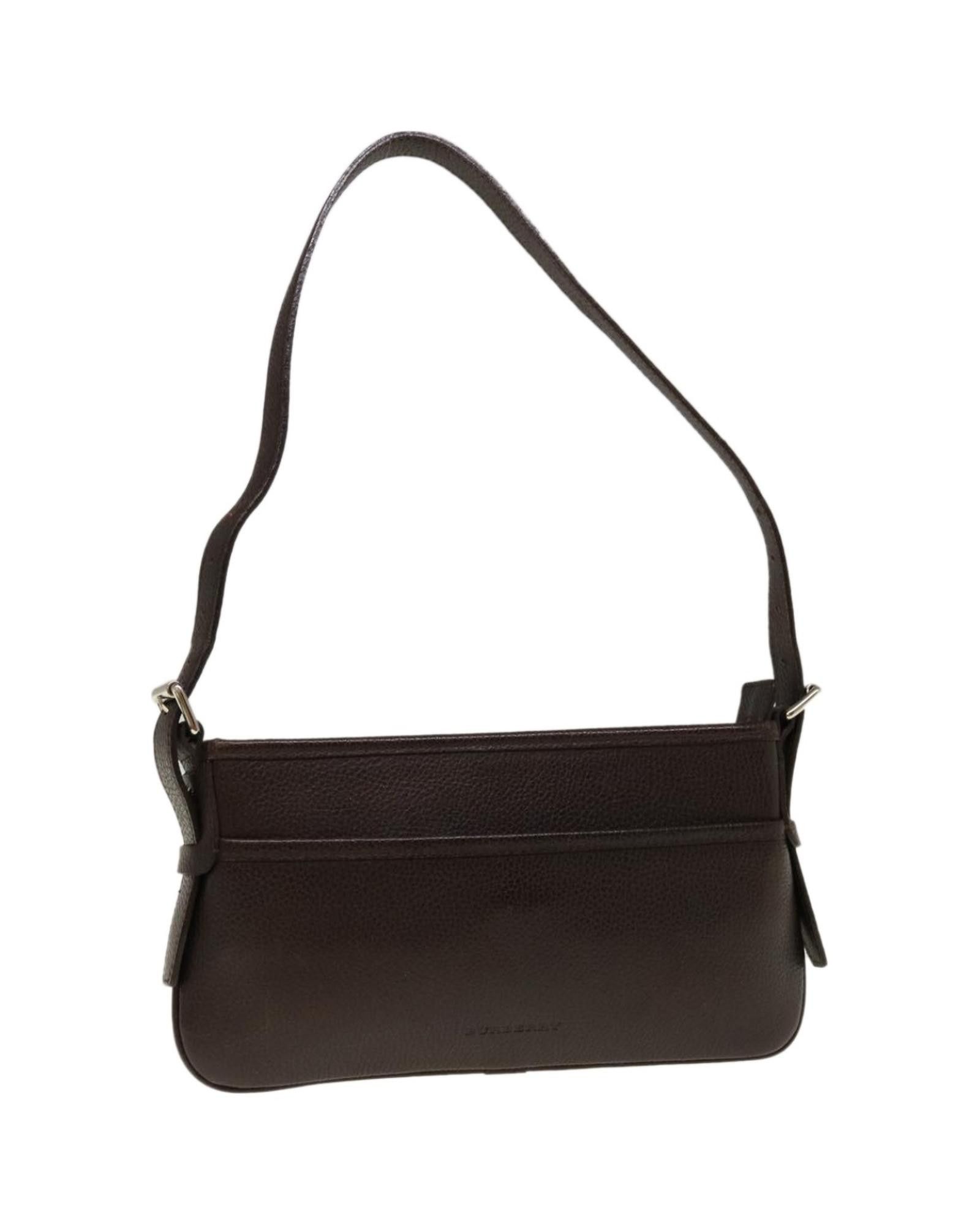 image of Burberry Sophisticated Brown Leather Shoulder Bag, Women's