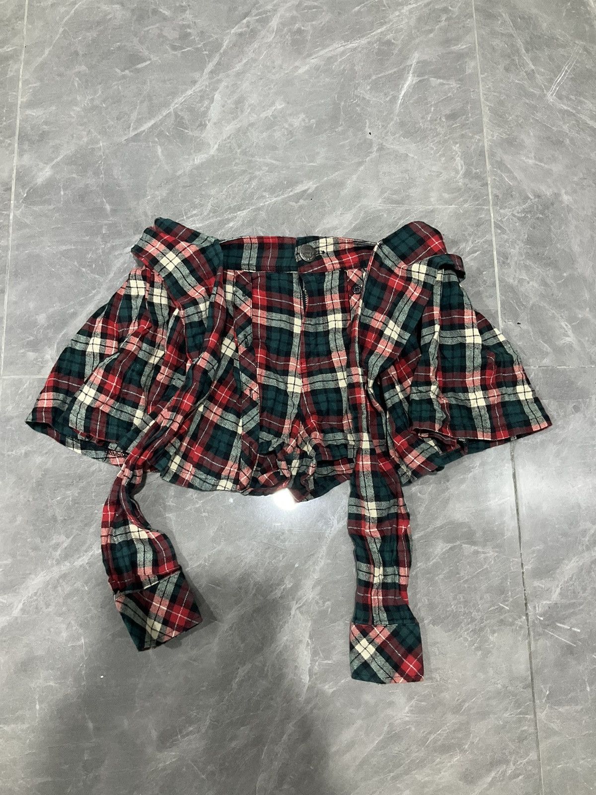 Japanese Brand Tie Front Skirt Flannel Size 28" / US 6 / IT 42 - 1 Thumbnail