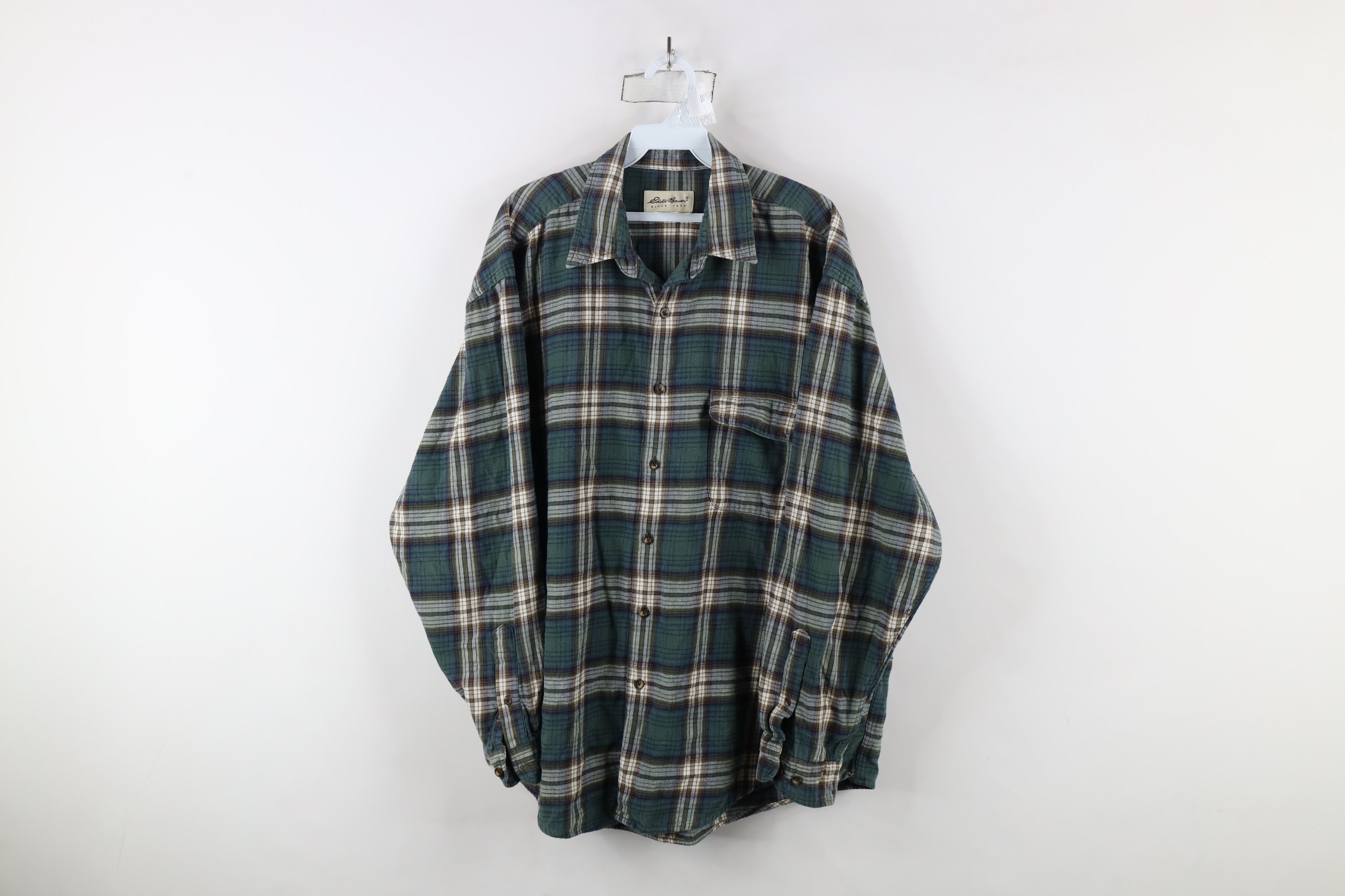 Eddie Bauer × Vintage Vintage 90s Eddie Bauer Flannel Collared Button Shirt Plaid Size US L / EU 52-54 / 3 - 1 Thumbnail