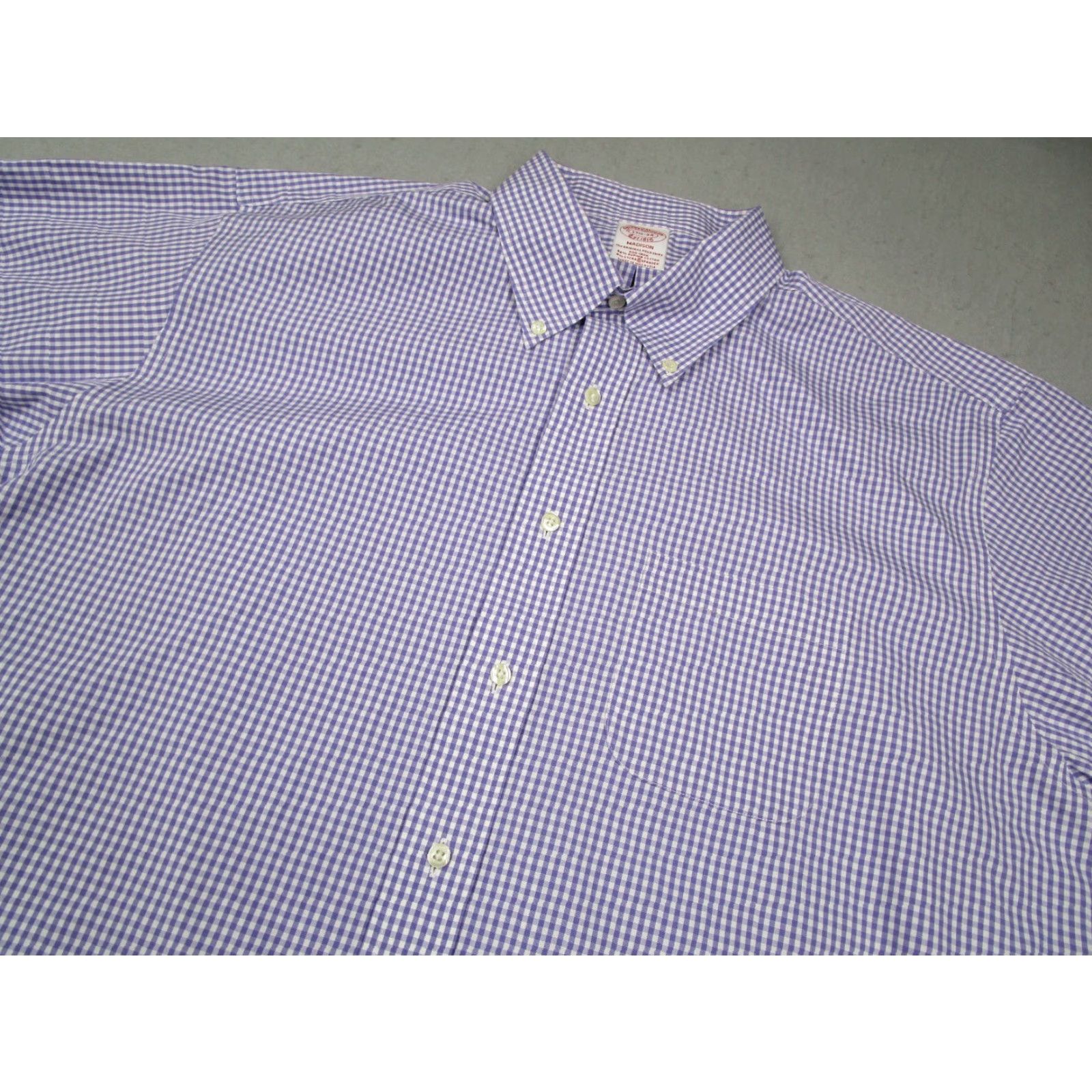 Brooks Brothers VINTAGE? No, not vintage. Brooks Brothers Madison Dress Shirt Mens 17.5 34 Purple Button Up Supima Blend Size 34R - 2 Thumbnail