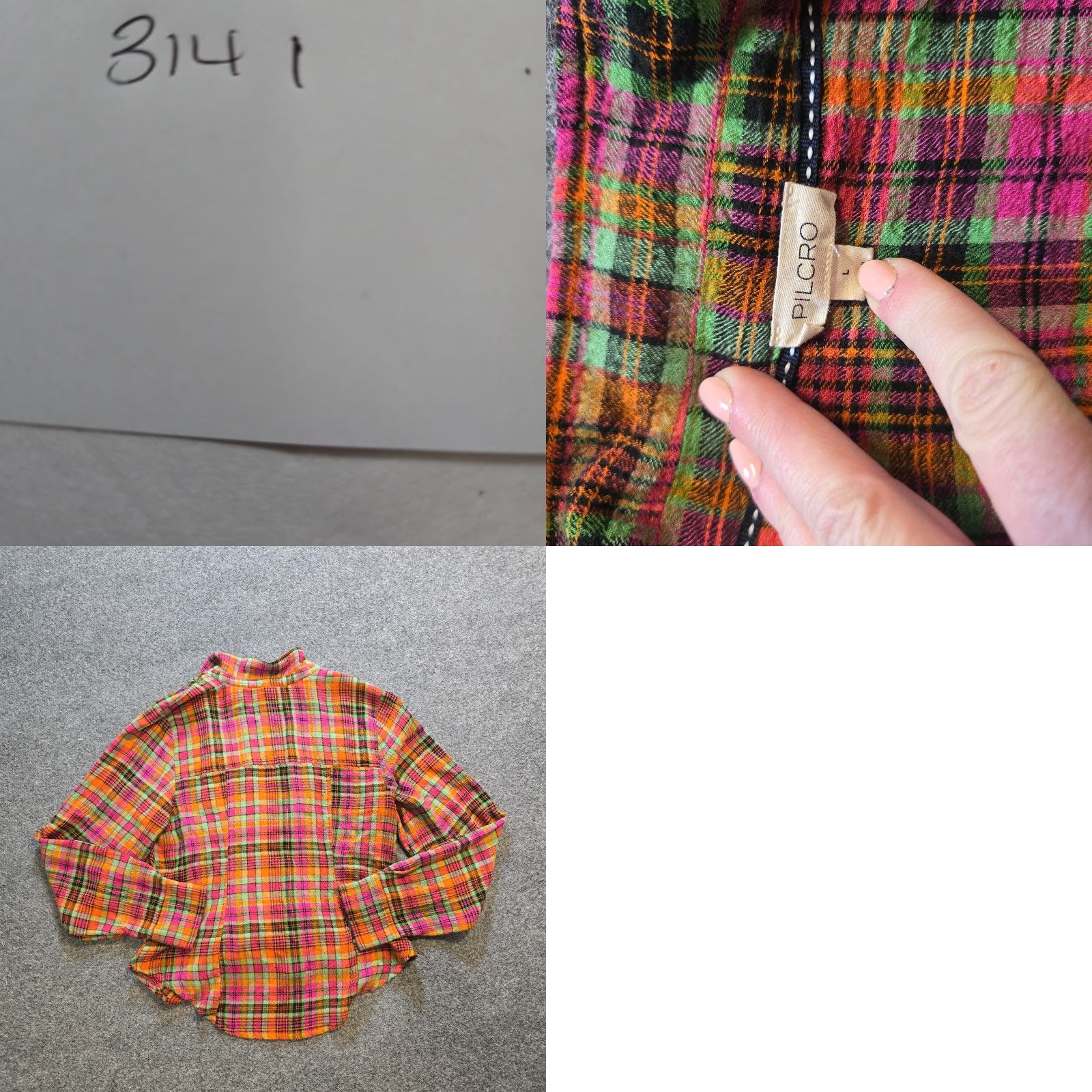 Vintage Pilcro Top Womens L Pink Plaid Gauze Texture Ruched Button Casual Shirt Size L / US 10 / IT 46 - 8 Thumbnail