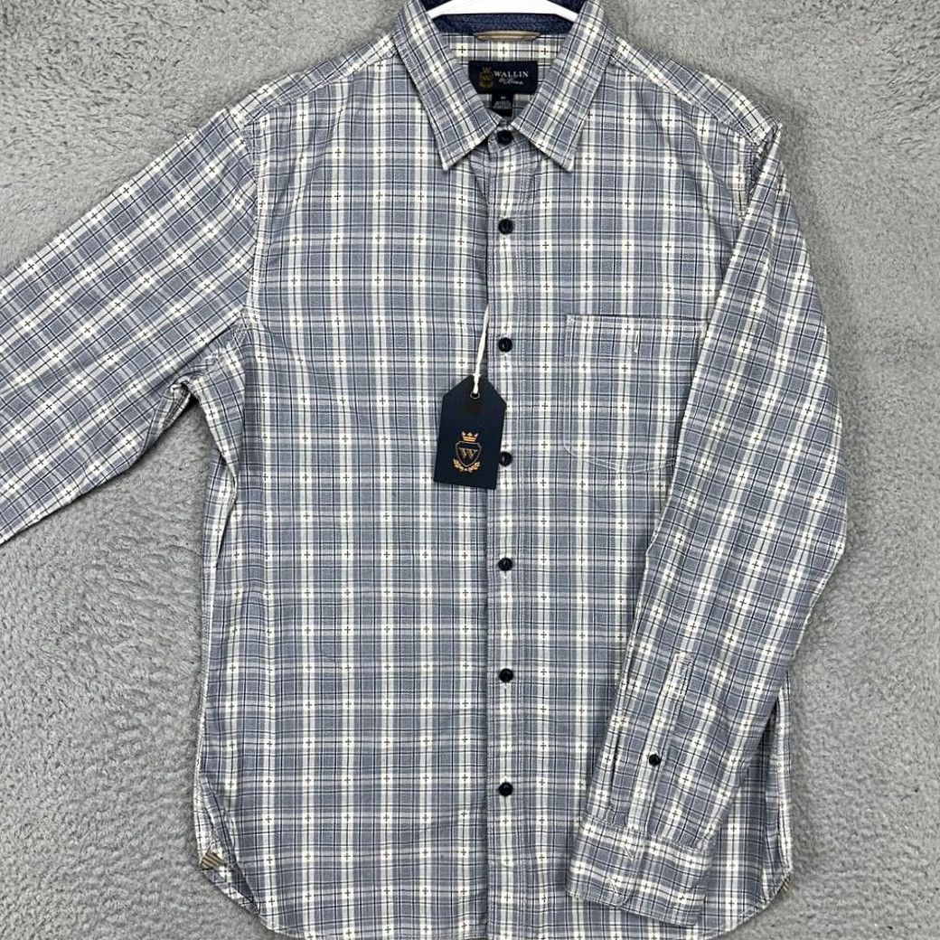 Vintage VINTAGE Wallin Bros Button Up Shirt Mens Medium Blue Cream Plaid Long Sleeve Pocket NEW Size US M / EU 48-50 / 2 - 2 Thumbnail