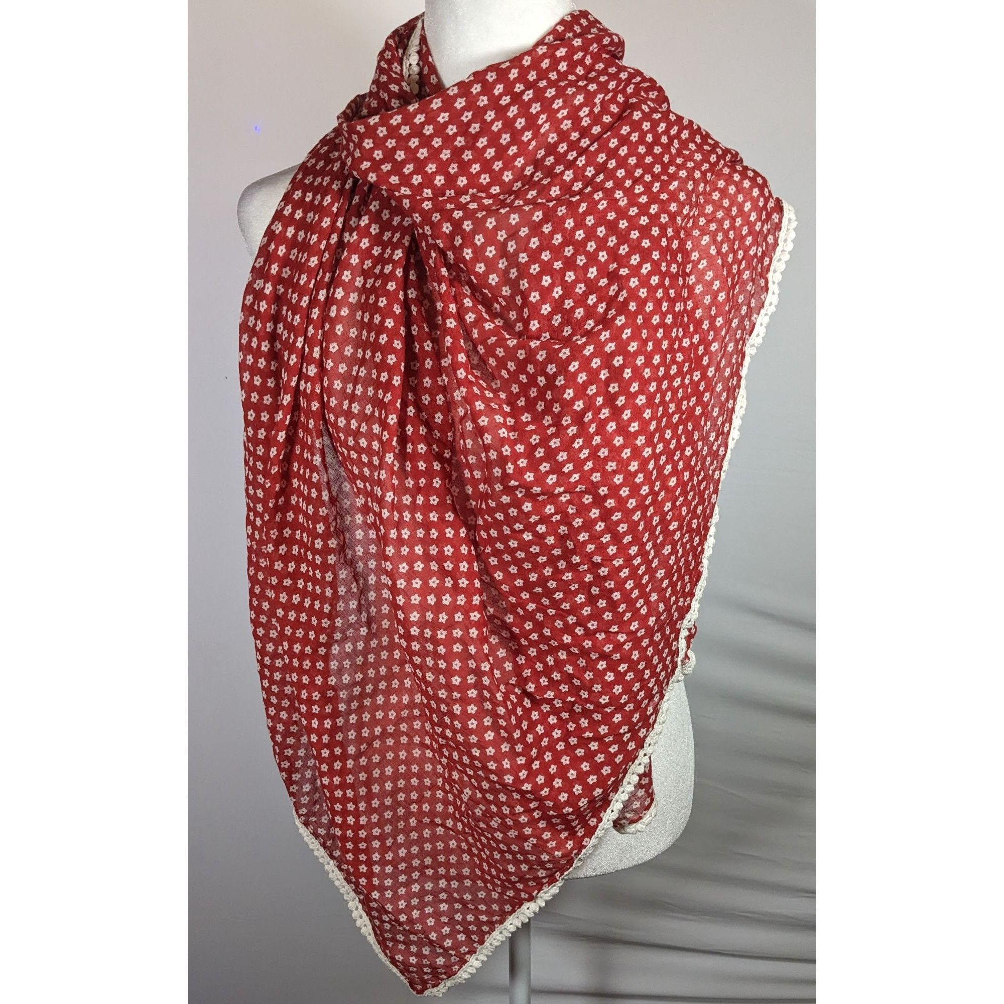 Other Rustic Cottagecore Floral Print Red And White Start With Cro Size ONE SIZE - 7 Thumbnail