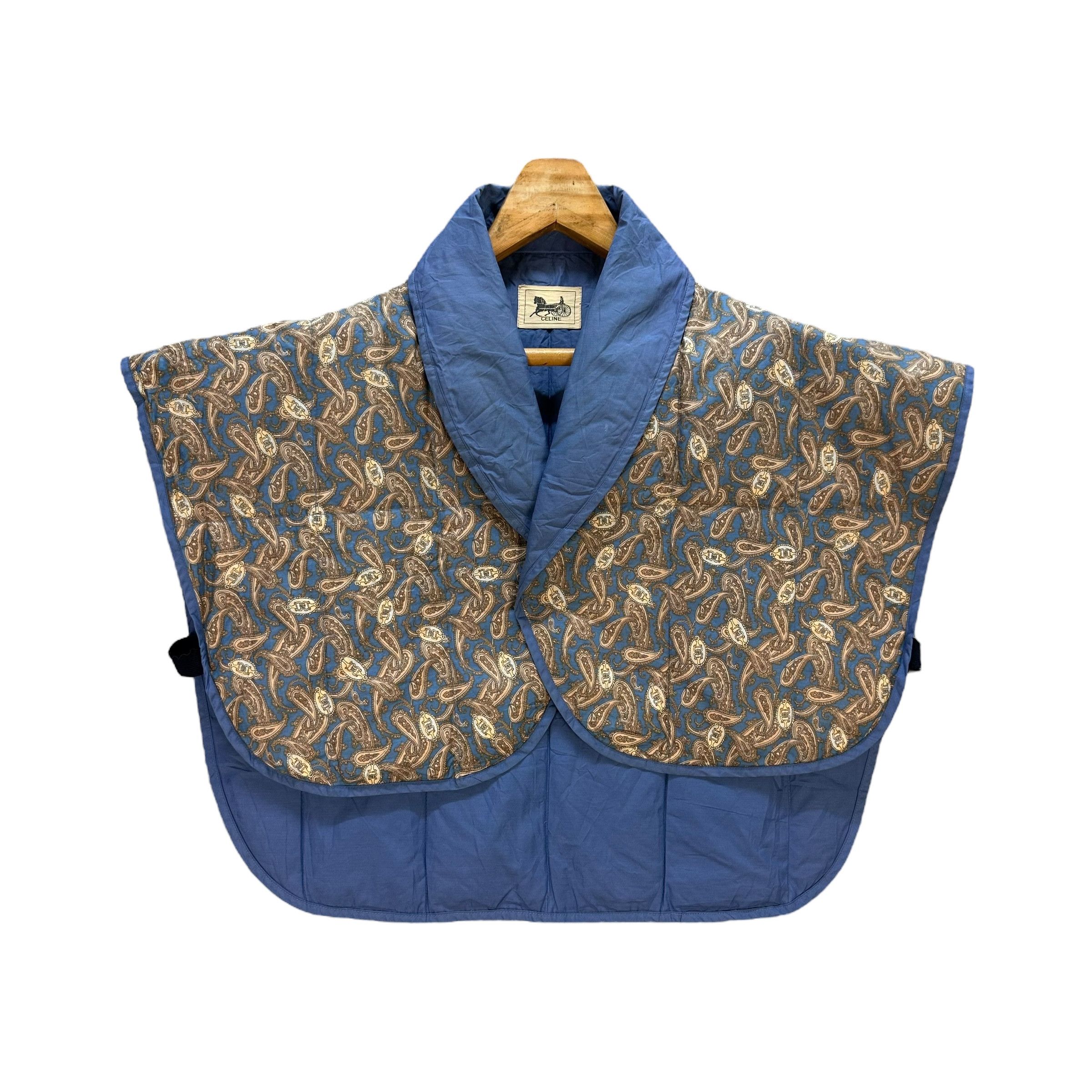 Celine Vintage CELINE Paisley Pattern Down Poncho Vest #A75-1803 Size L / US 10 / IT 46 - 1 Thumbnail