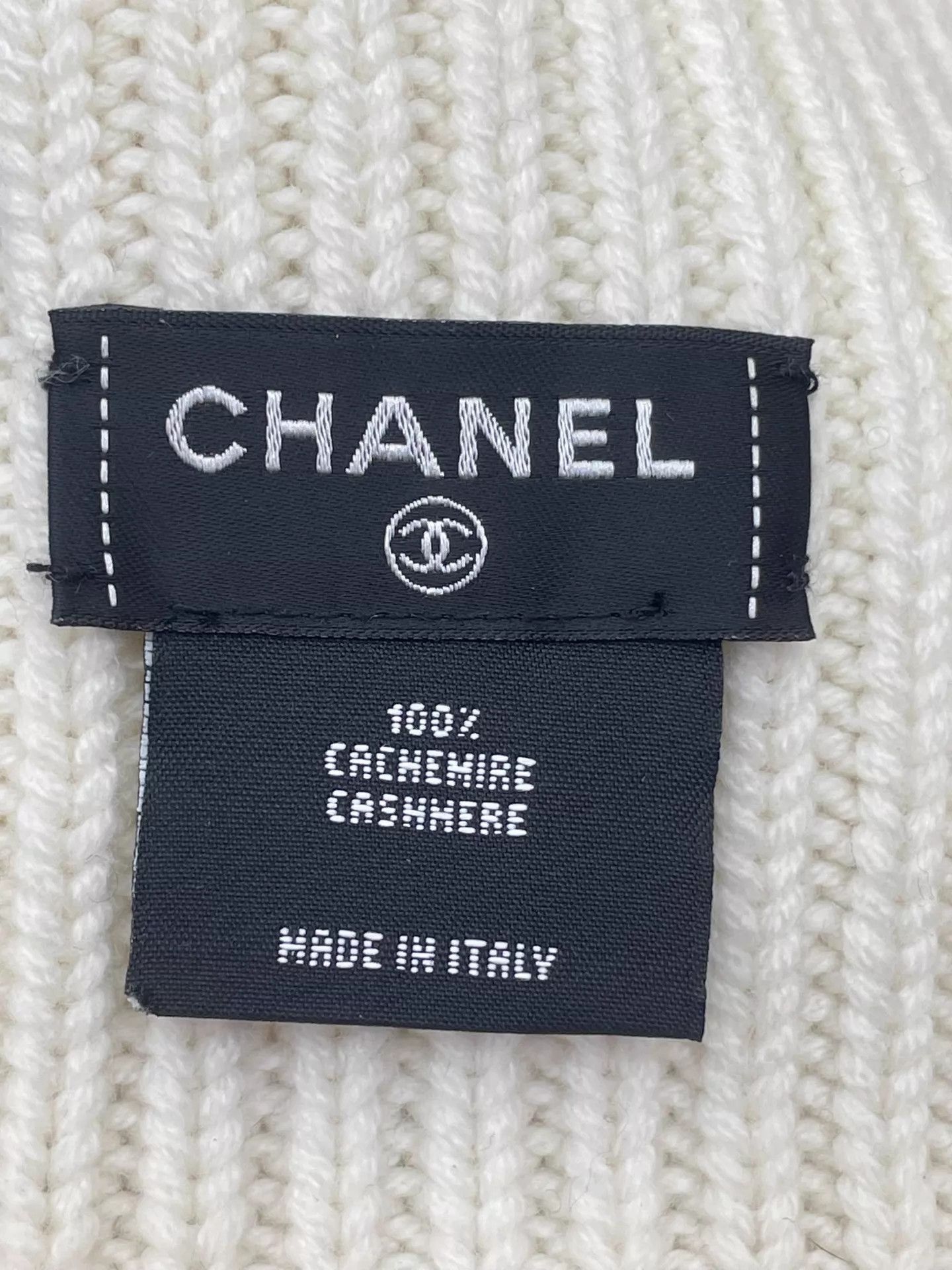 Chanel Chanel Black White Colorblocked Embroidered Logo Beanie Size ONE SIZE - 6 Thumbnail