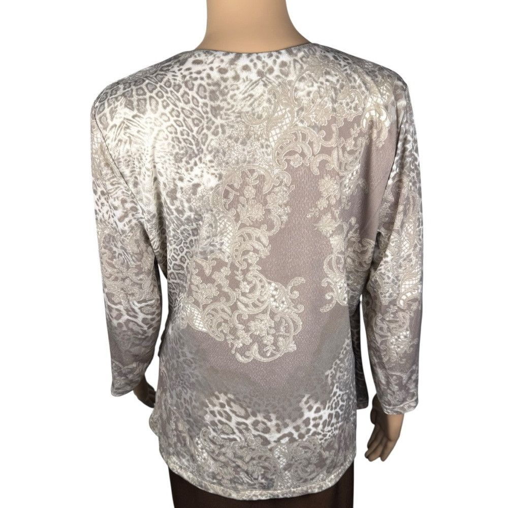 Chicos Easywear By Chico's Animal Print V-Neck Wrap Blouse Size 2 Size L / US 10 / IT 46 - 4 Thumbnail