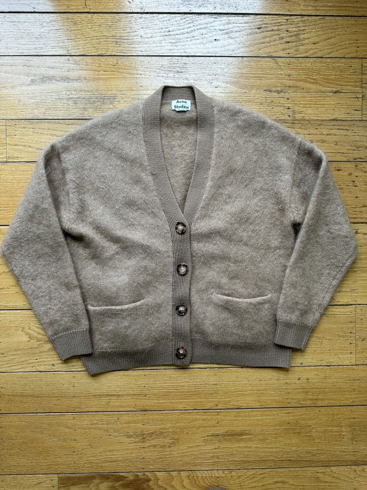 Image of Aw17 Acne Studios Rives Mohair Cardigan Oversized in Brown, Men's (Size XS)