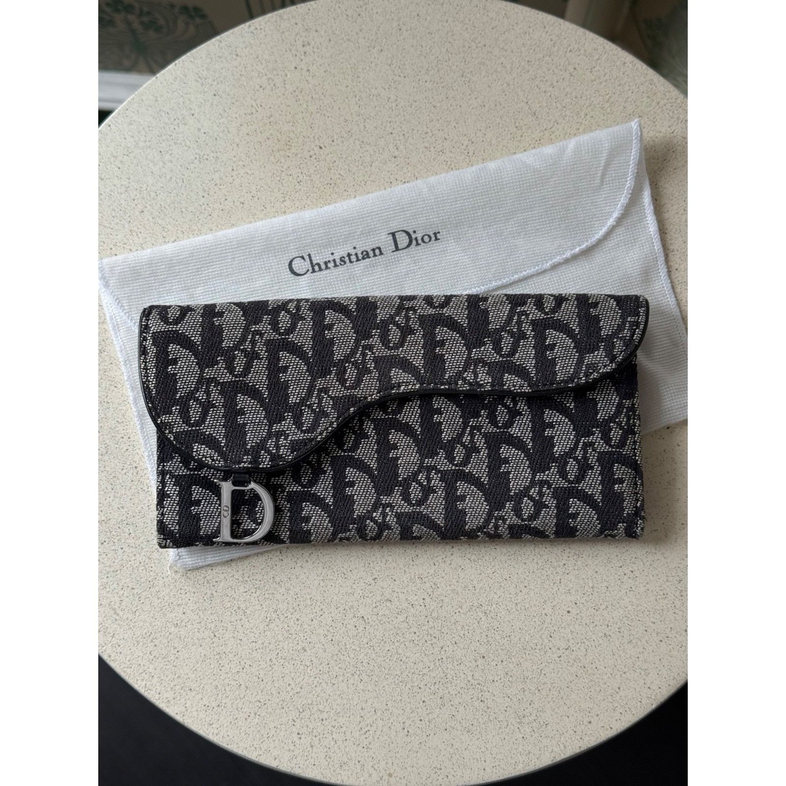 Dior DIOR Saddle Long Wallet Oblique Jacquard Navy Grey Size ONE SIZE - 1 Thumbnail
