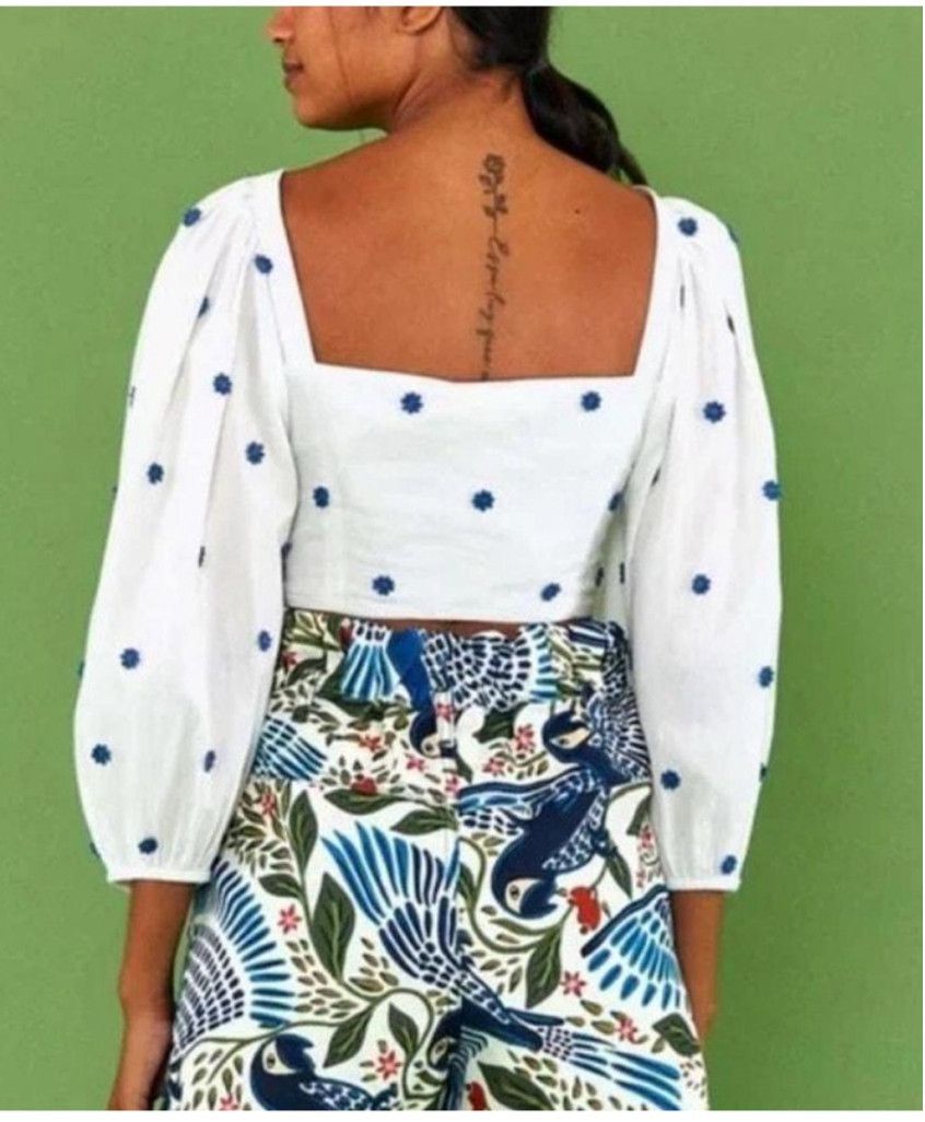 Farm Rio Farm Rio Bow Top w/ balloon sleeves Blouse Size XL 16.5inPTP Size XL / US 12-14 / IT 48-50 - 2 Thumbnail