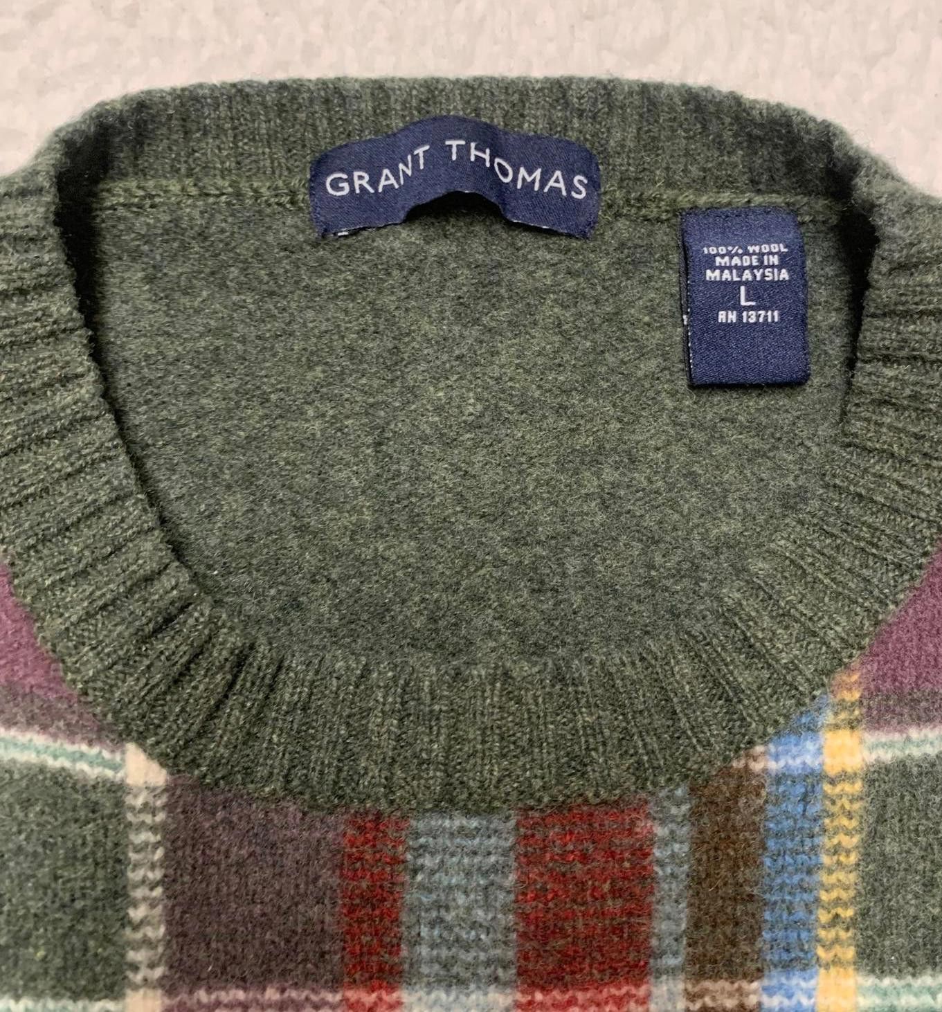 Grant Thomas Grant Thomas Men's Size Large Plaid Wool Sweater Size US L / EU 52-54 / 3 - 7 Thumbnail