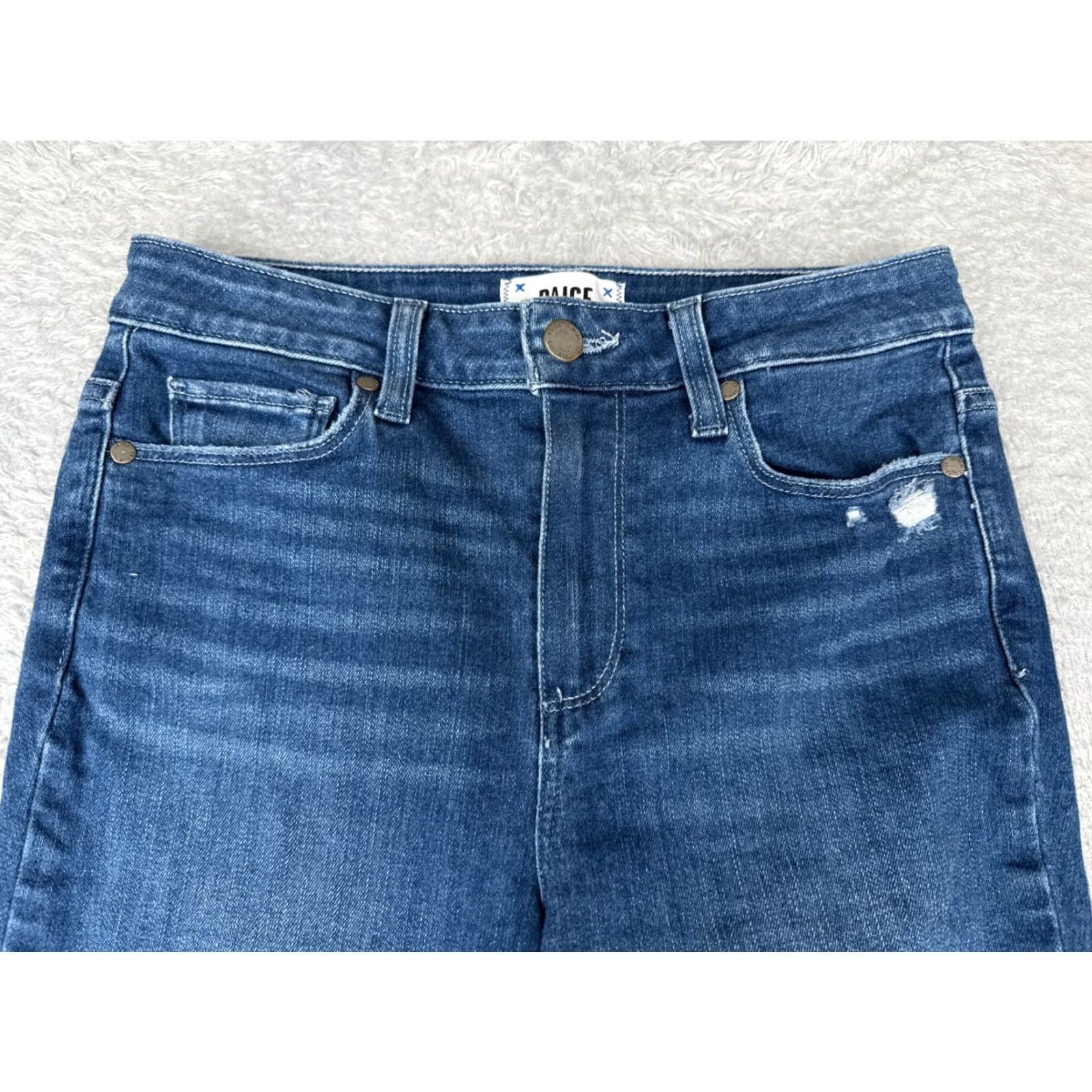 Paige PAIGE Jeans Womens 27 Blue Denim Straight Leg Hoxton Slim Distressed 27x27 Size 27" / US 4 / IT 40 - 4 Thumbnail