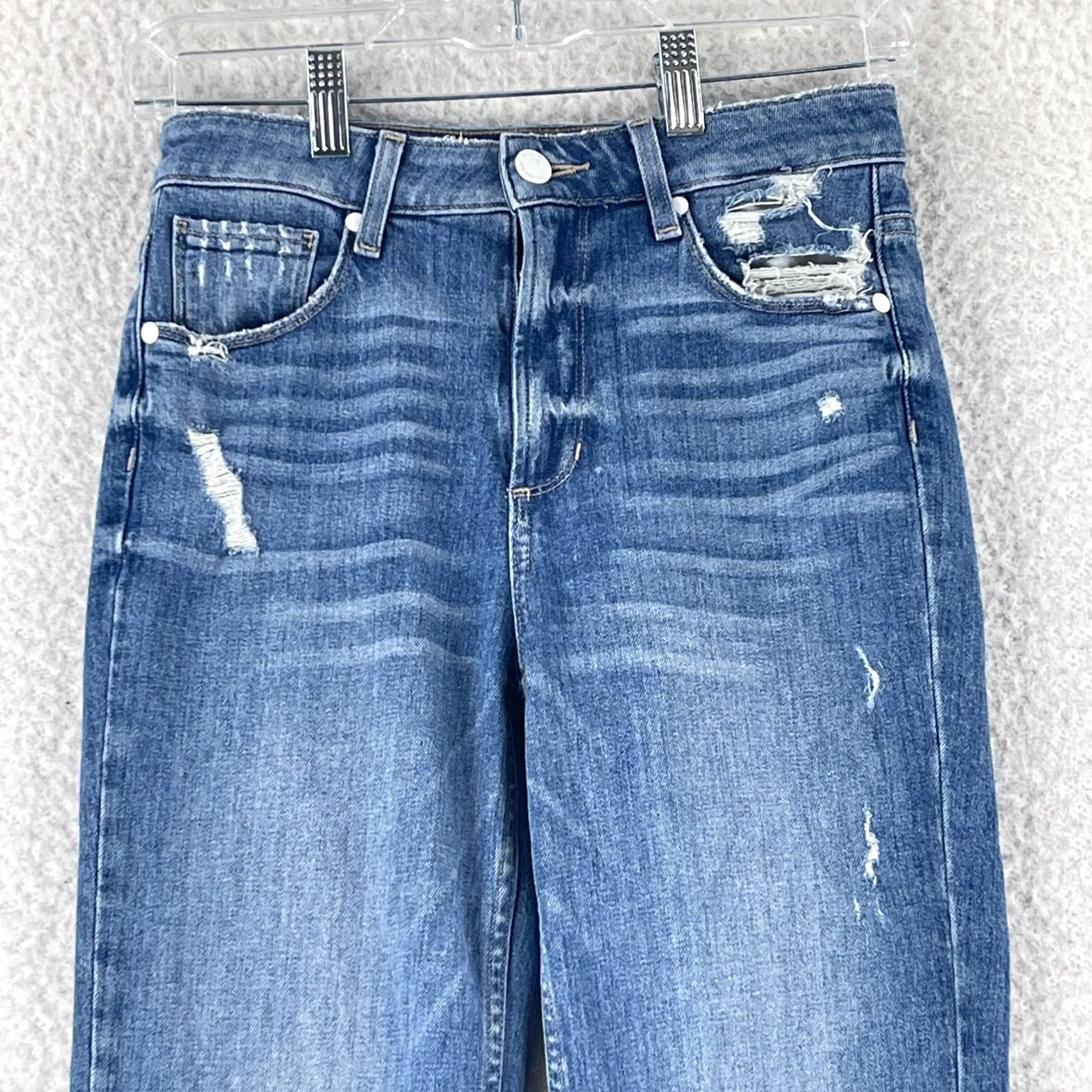 Paige Paige Blue Denim High Rise Sarah Straight Leg Jeans Womens Size 24 Ruffle Hem Vintage No EC Size 42" / US 20 - 2 Thumbnail