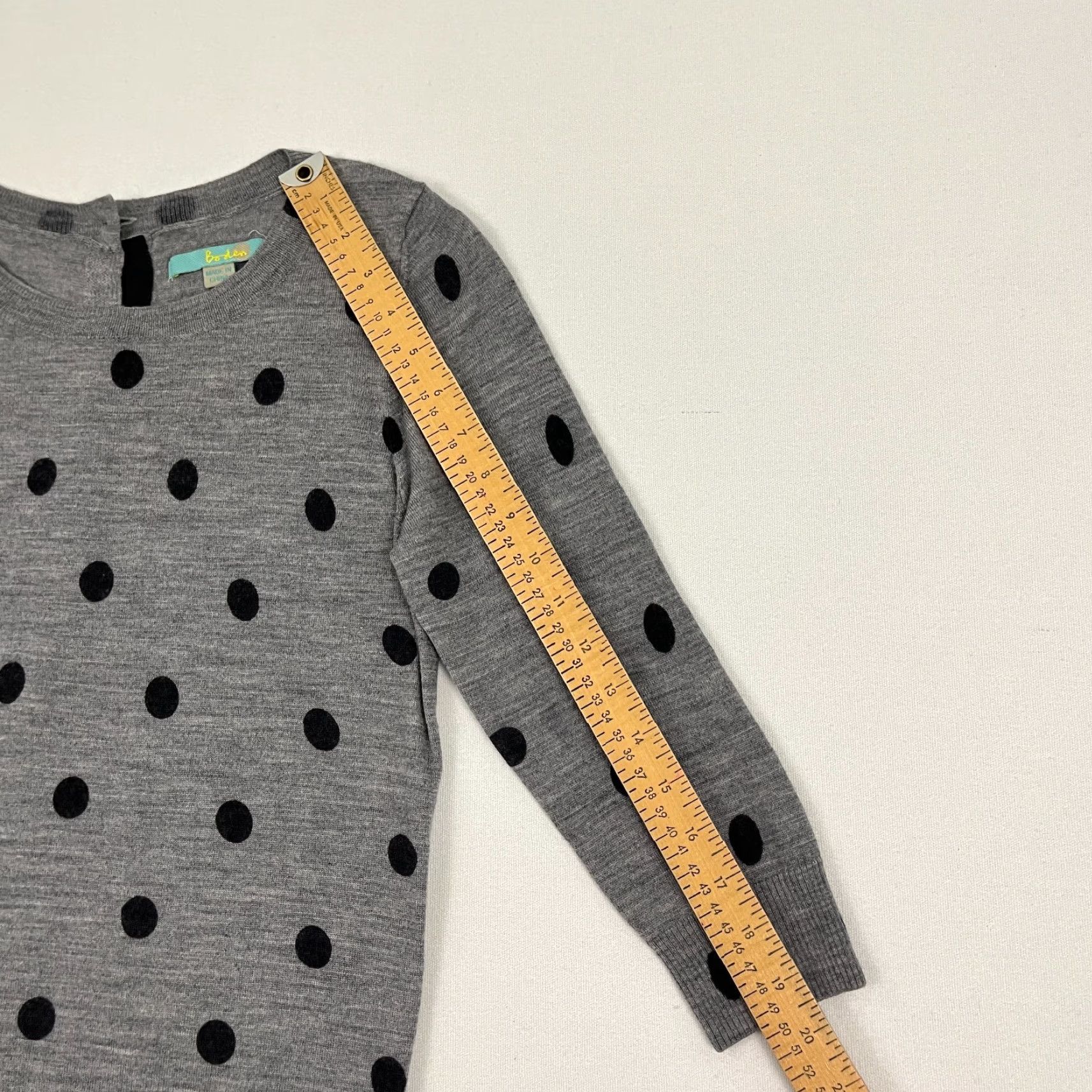 Boden Boden Sweater Womens UK 8 US 4 Wool Gray Black Polka Dot Button Back Pullover Size S / US 4 / IT 40 - 5 Thumbnail