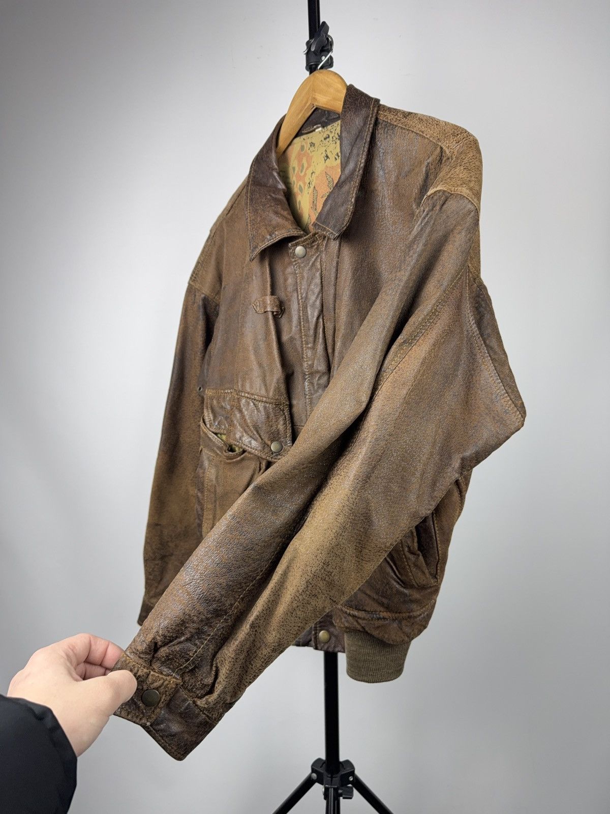 Vintage Vintage 90s Retro Leather Bomber Biker Moto Jacket Style Size US S / EU 44-46 / 1 - 9 Thumbnail