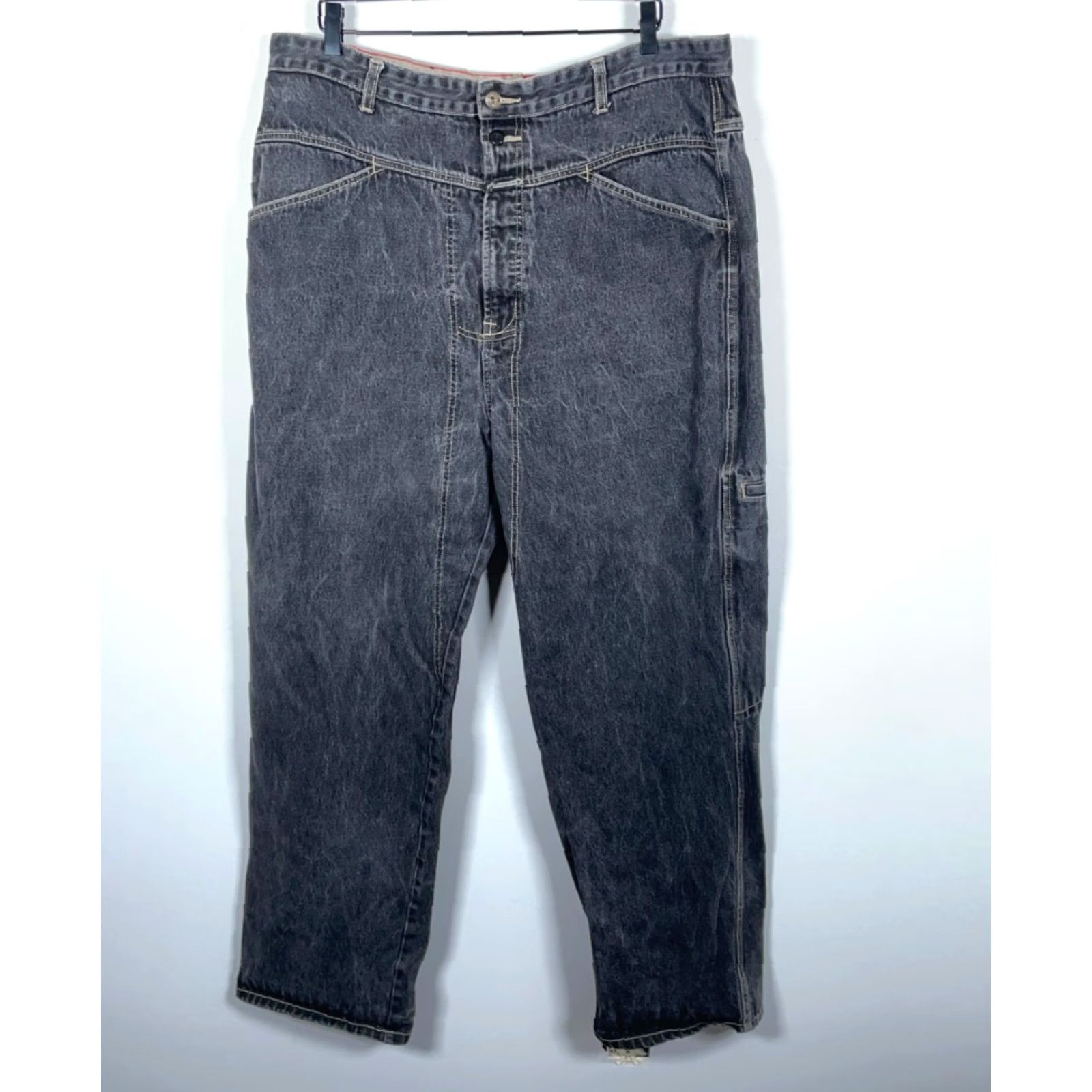 Denime VINTAGE Girbaud Jeans Men's 38x31 Black Stone Wash Denim 5-Pocket Straight High Rise 2000s Hip Hop Retro Size US 39 - 2 Thumbnail