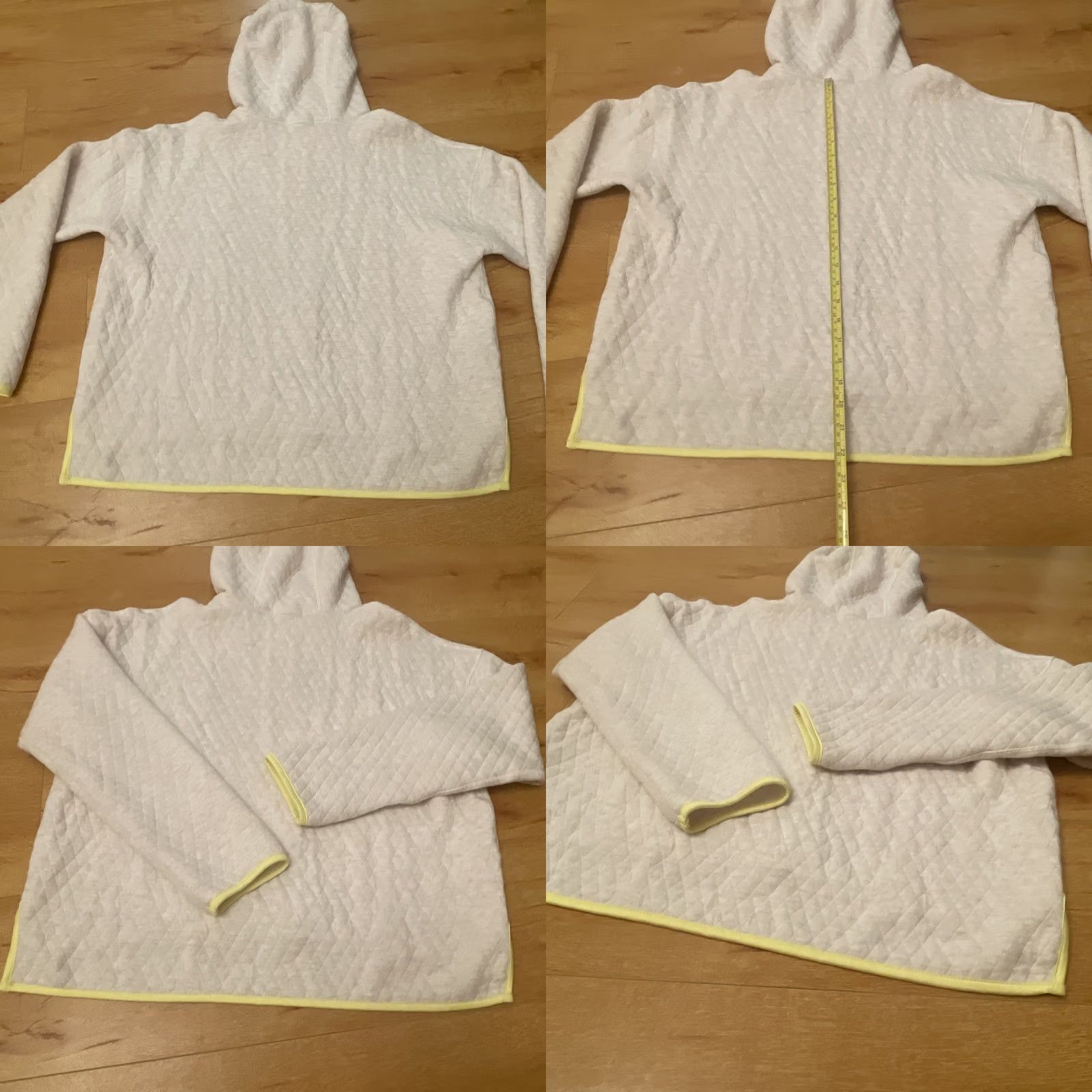 Marine Layer Marine Layer Corbet Quilted Hoodie Pullover Womens XL Cream Neon Yellow Pullover Size XL / US 12-14 / IT 48-50 - 9 Thumbnail