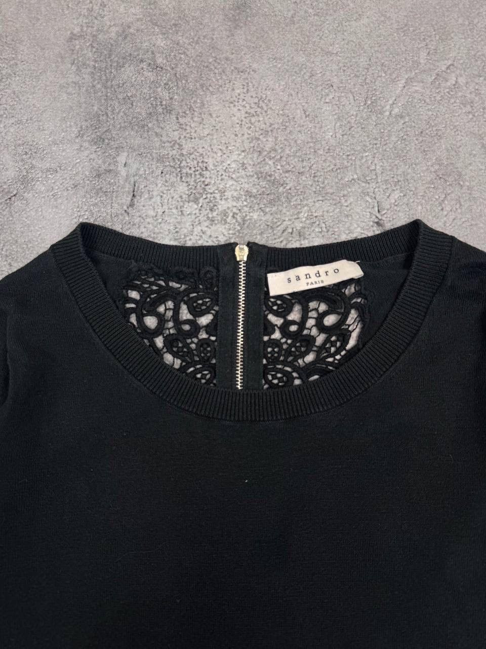 Sandro Sandro Paris Women's Sweater Black Lace Back Long Sleeve Size S / US 4 / IT 40 - 6 Thumbnail