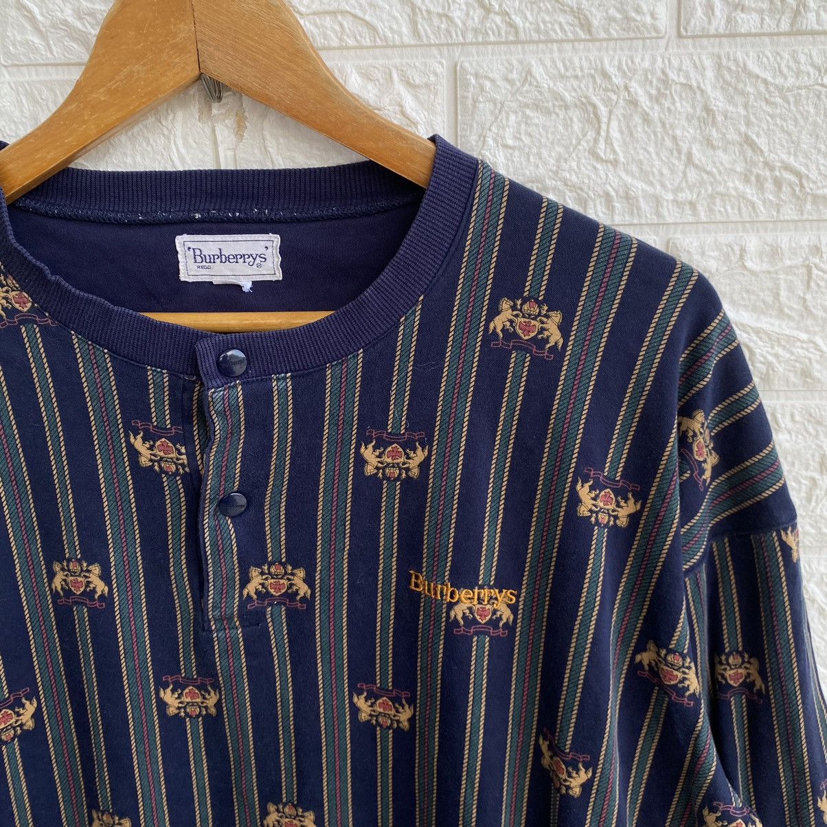 Burberry × Designer Vintage Burberry London Button Sweatshirt Sweater Size L / US 10 / IT 46 - 3 Thumbnail