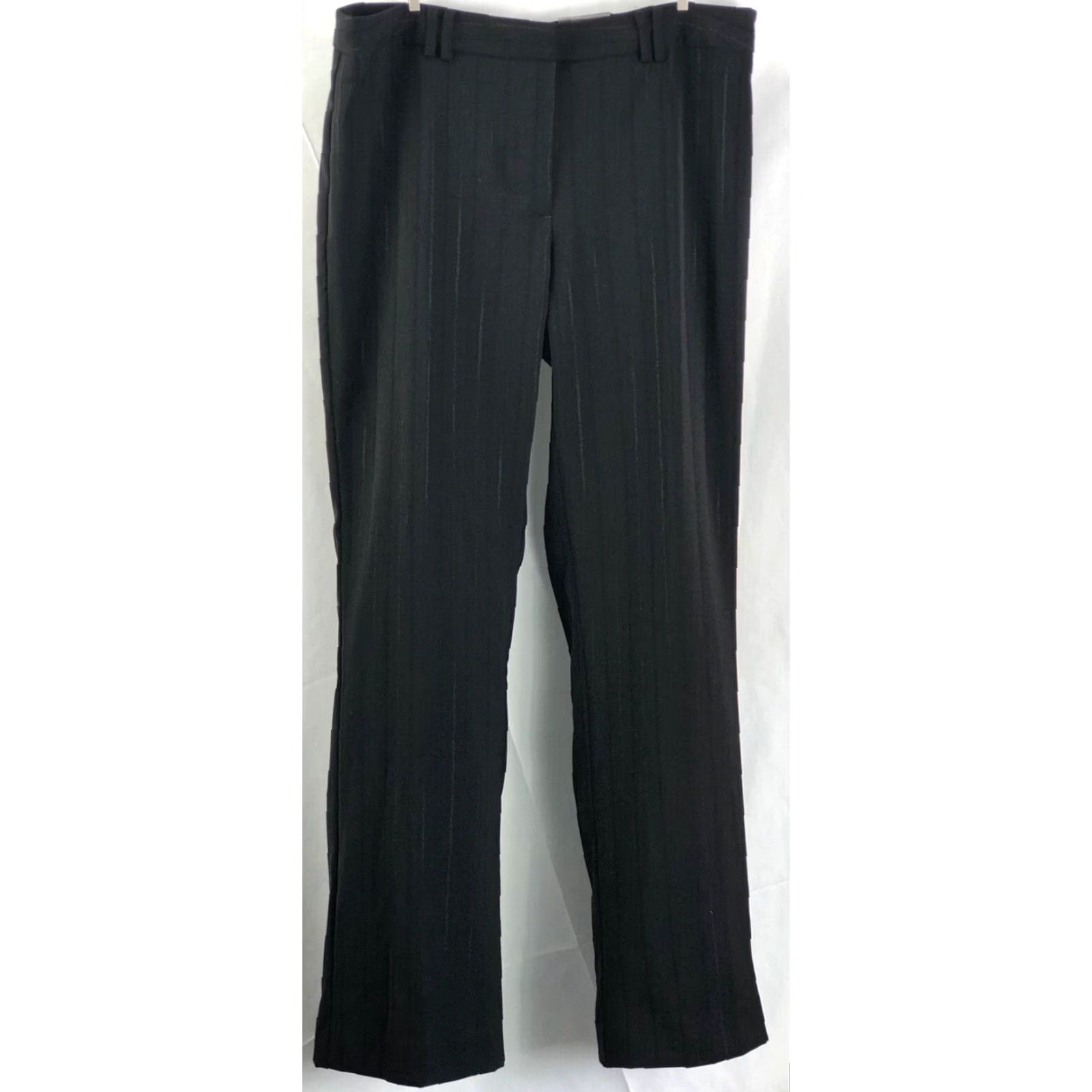 George George Slim Pants/Slacks 12 Black Stripe 32W 31IN Flat Front Modern Fit Women's Dress Pants Size 34" / US 12 / IT 48 - 3 Thumbnail