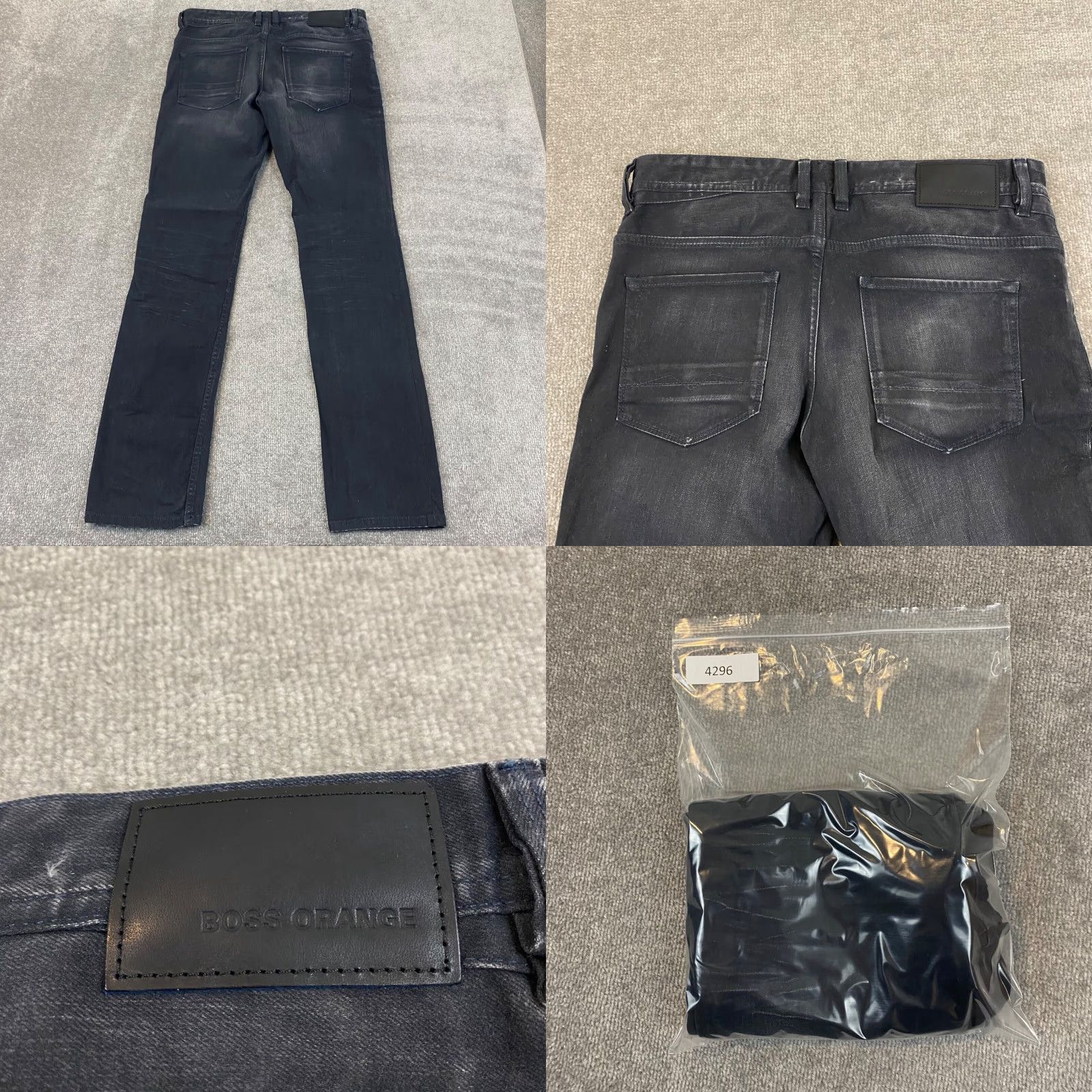 Levi's HUGO BOSS Jeans Mens 33x34 Slim Fit Gray Special Treatment Wash Button Fly Denim 5-Pocket Style Straight Men Size US 33 - 9 Thumbnail