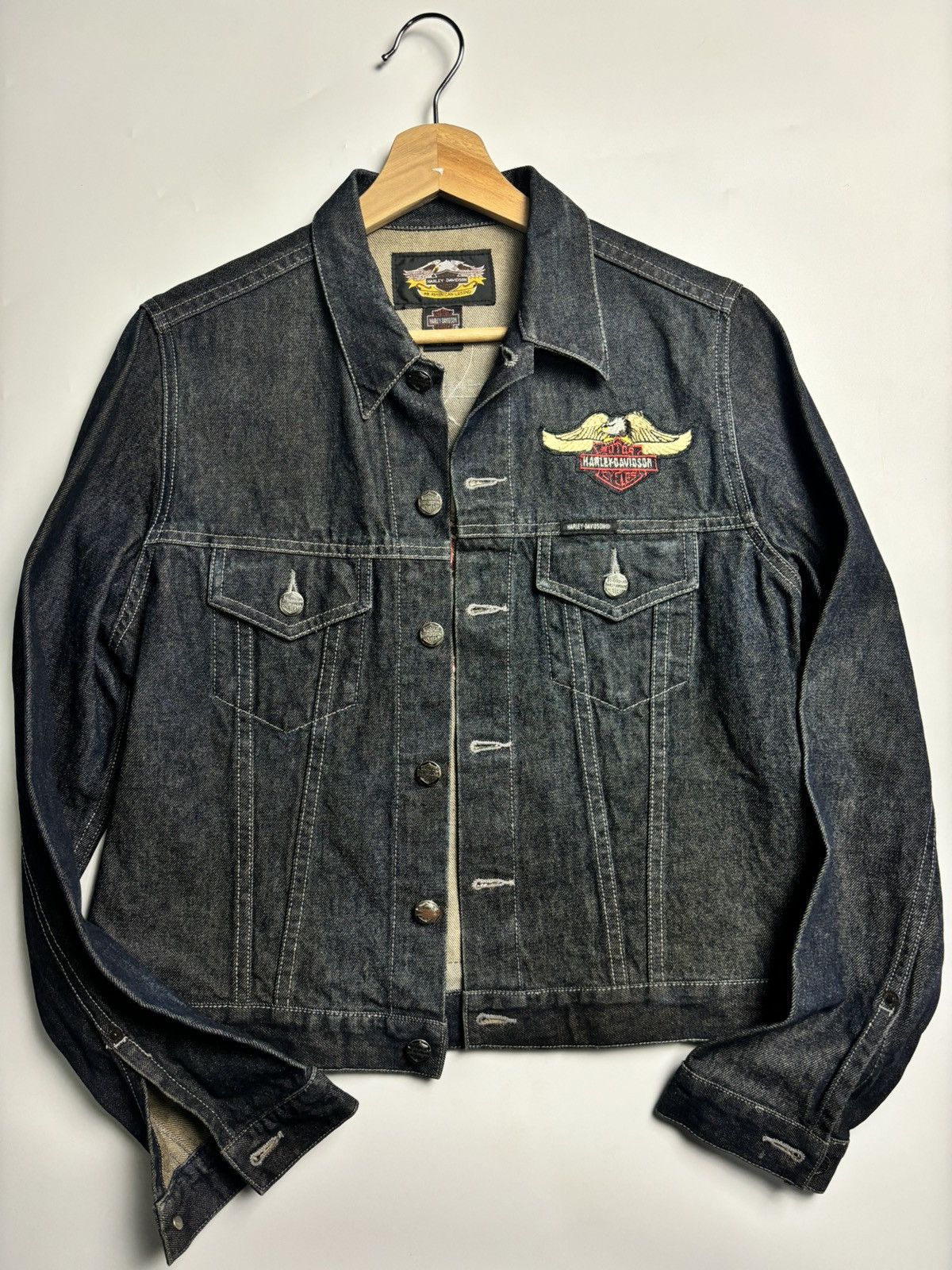 Harley Davidson × Vintage Vintage Harley Davidson Denim Trucker Jacket Size US M / EU 48-50 / 2 - 2 Thumbnail