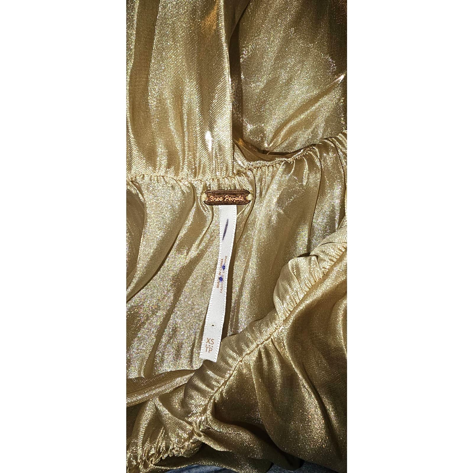 Free People FP Rosetta Top $78 X-SMALL Gold SHEER One-Shoulder Shimmery Size XS / US 0-2 / IT 36-38 - 5 Thumbnail