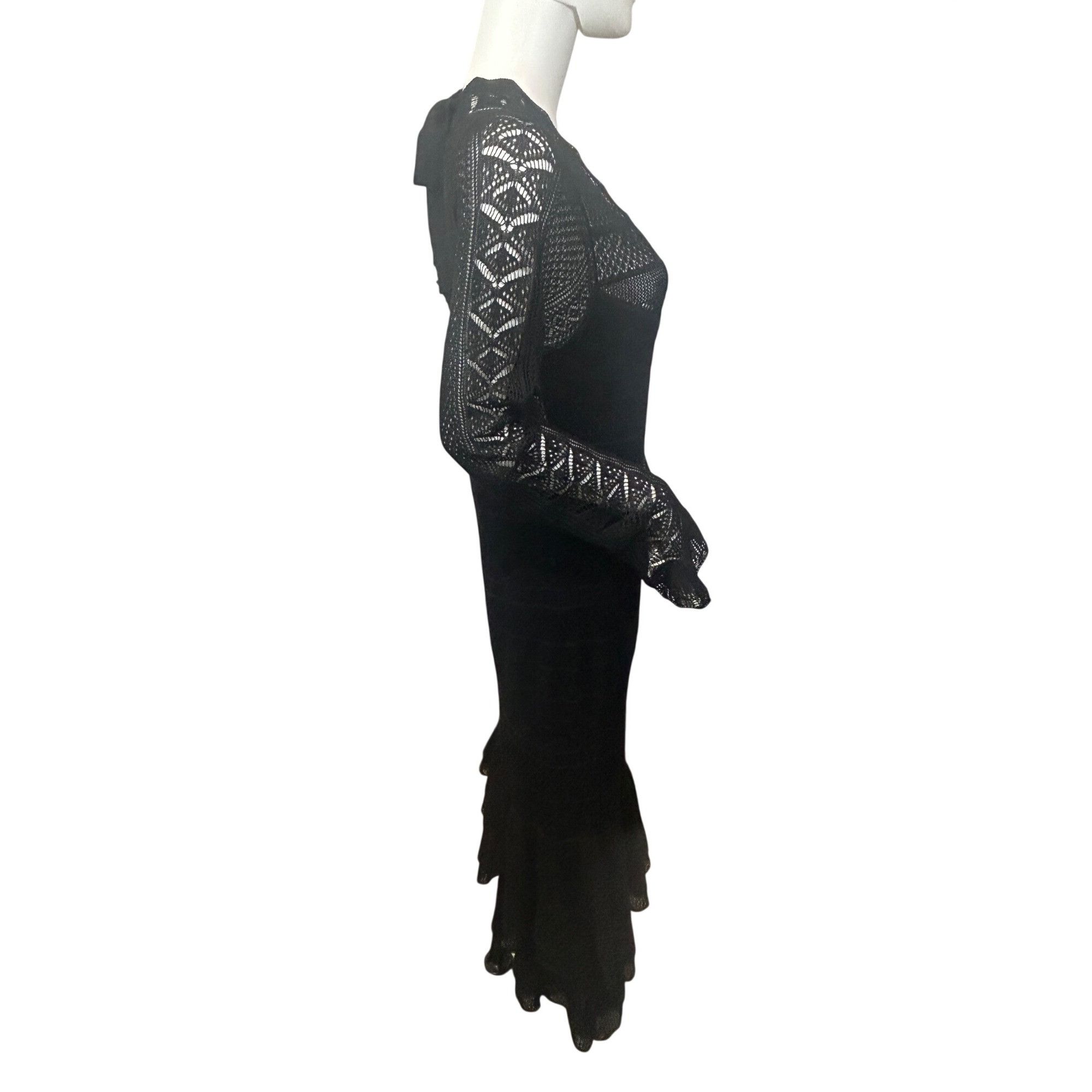 Polo Ralph Lauren Polo Ralph Lauren Maxi Dress L Black Lace Knit Long Sleeved Size L / US 10 / IT 46 - 18 Thumbnail