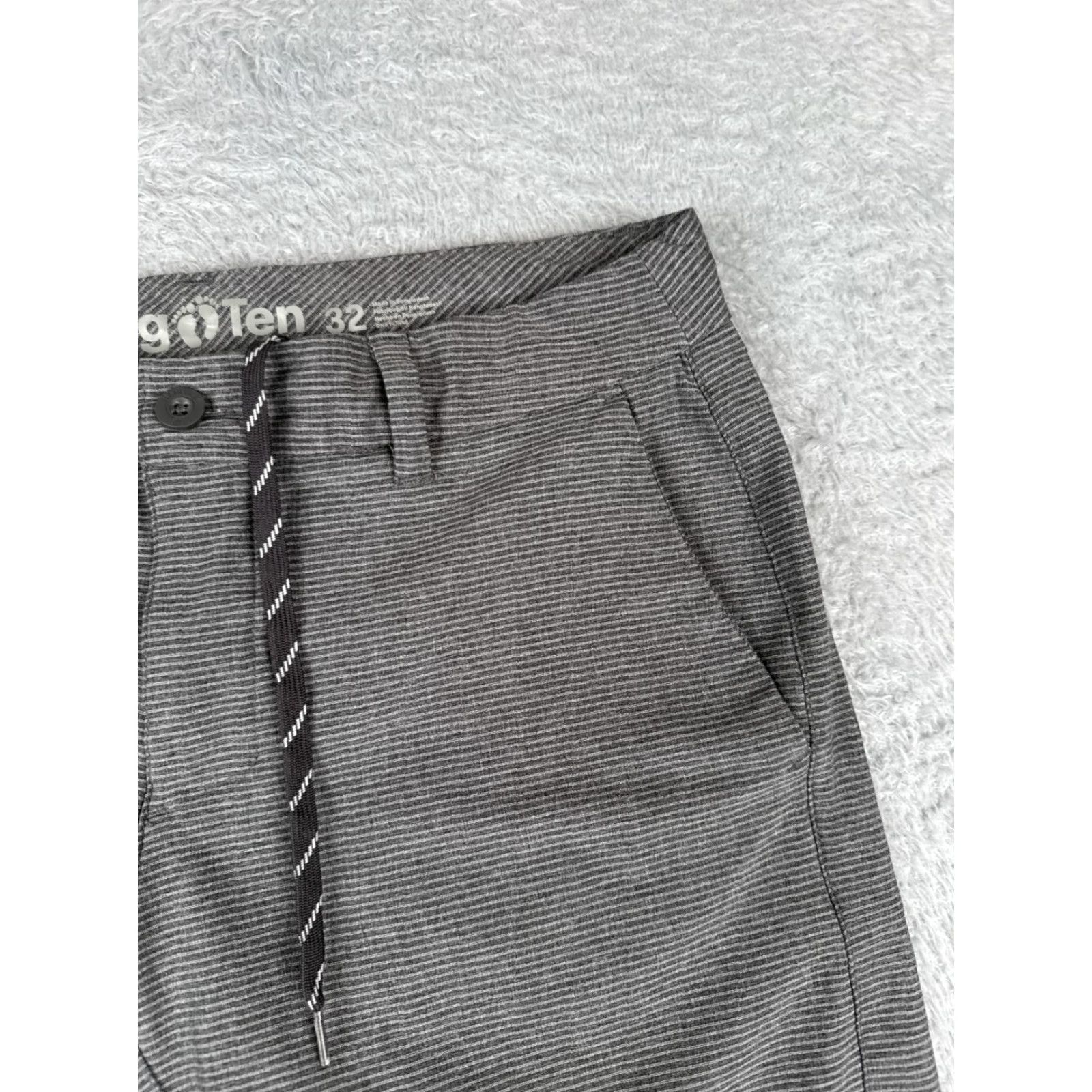 Hang Ten Hang Ten Mens Shorts 32 Gray Striped Chino Polyester Blend Skate Beach Surf Casual 5-Pocket Logo Belt Loops Inseam 10 in Regular Fit Size US 32 / EU 48 - 5 Thumbnail