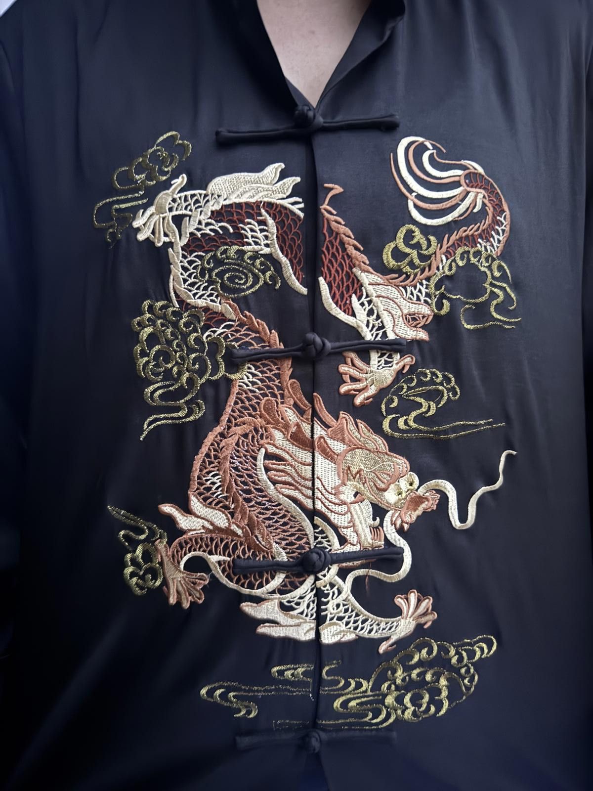 Designer Chinese Shirt Traditional Men Tang Suit Dragon Satin Size ONE SIZE - 4 Thumbnail