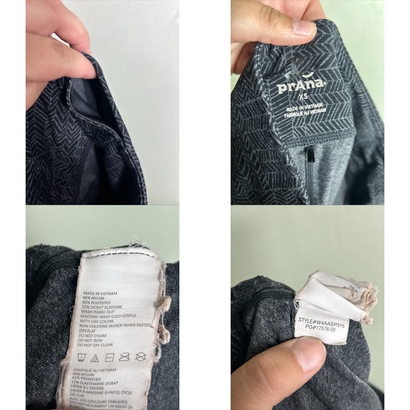 Prana Prana Womens XS Yoga Pants Legging Gray Black Herringbone 26x30 Size 26" / US 2 / IT 38 - 9 Thumbnail