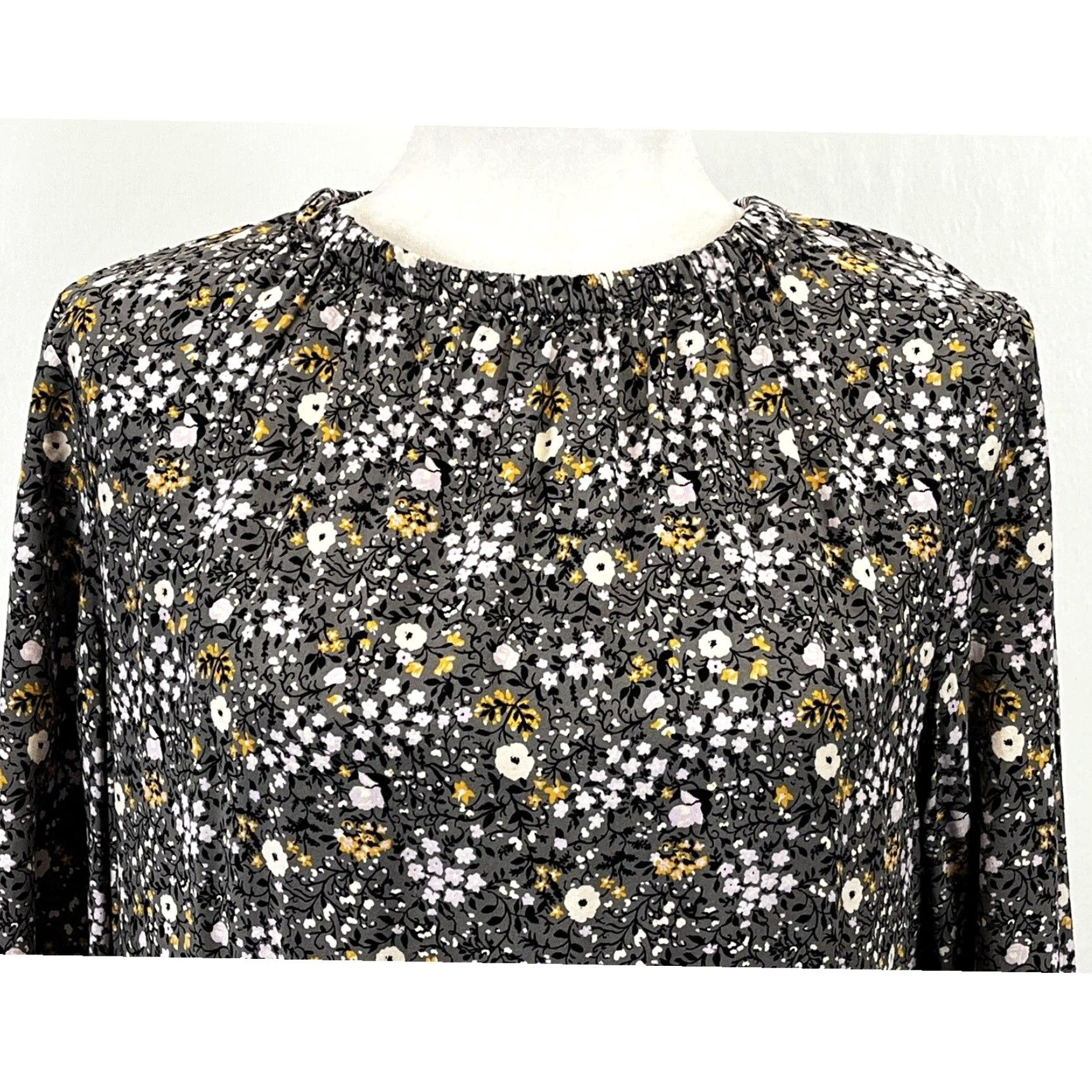 Loft LOFT Floral Mini Dress Small Long Sleeve Ruffle Hem Multicolor Size S / US 4 / IT 40 - 5 Thumbnail