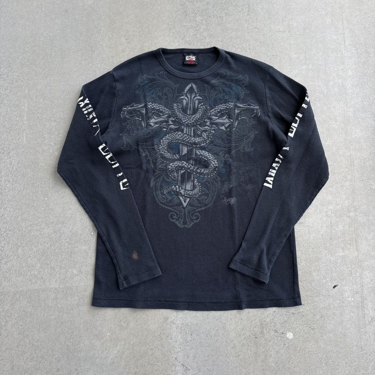 Affliction × Tapout Vintage Y2K MMA Elite Black Thermal Affliction Gothic XL Size US XL / EU 56 / 4 - 5 Thumbnail