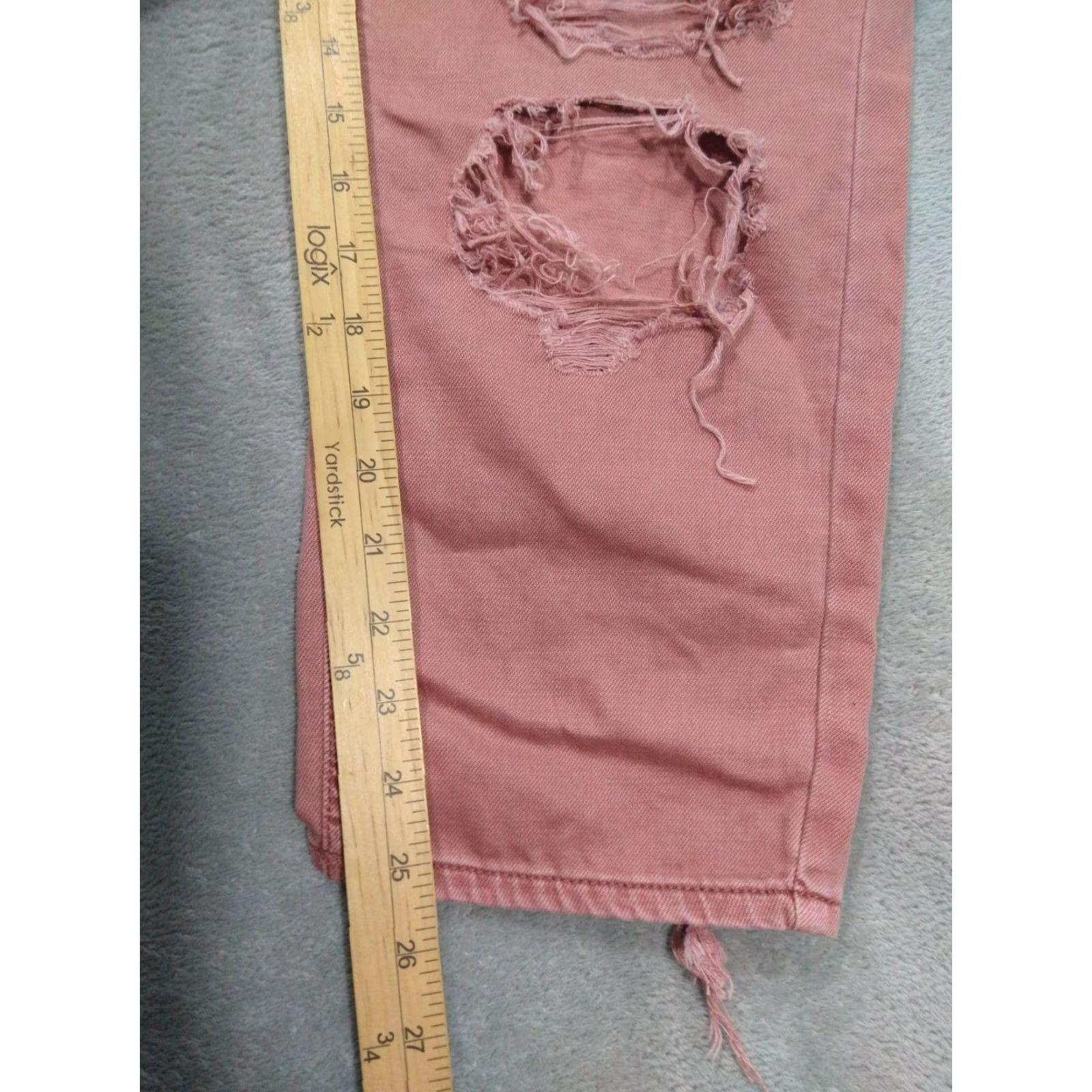 American Eagle Outfitters American Eagle High Rise Distressed Mom Jeans Women 12 Short Red Denim Size 34" / US 12 / IT 48 - 5 Thumbnail