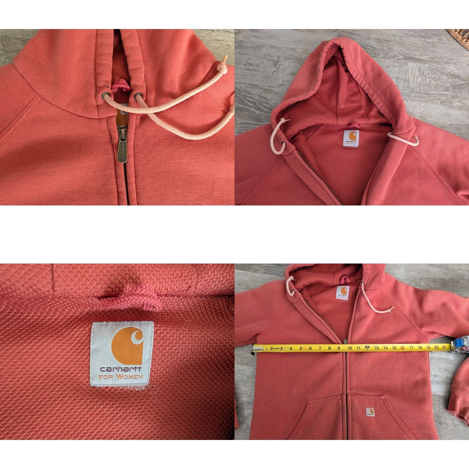 Carhartt VINTAGE Carhartt Hoodie Women's Small Pink Thermal Waffle Knit Full Zip Knit Lined 90s Logo USA Activewear Size S / US 4 / IT 40 - 8 Thumbnail