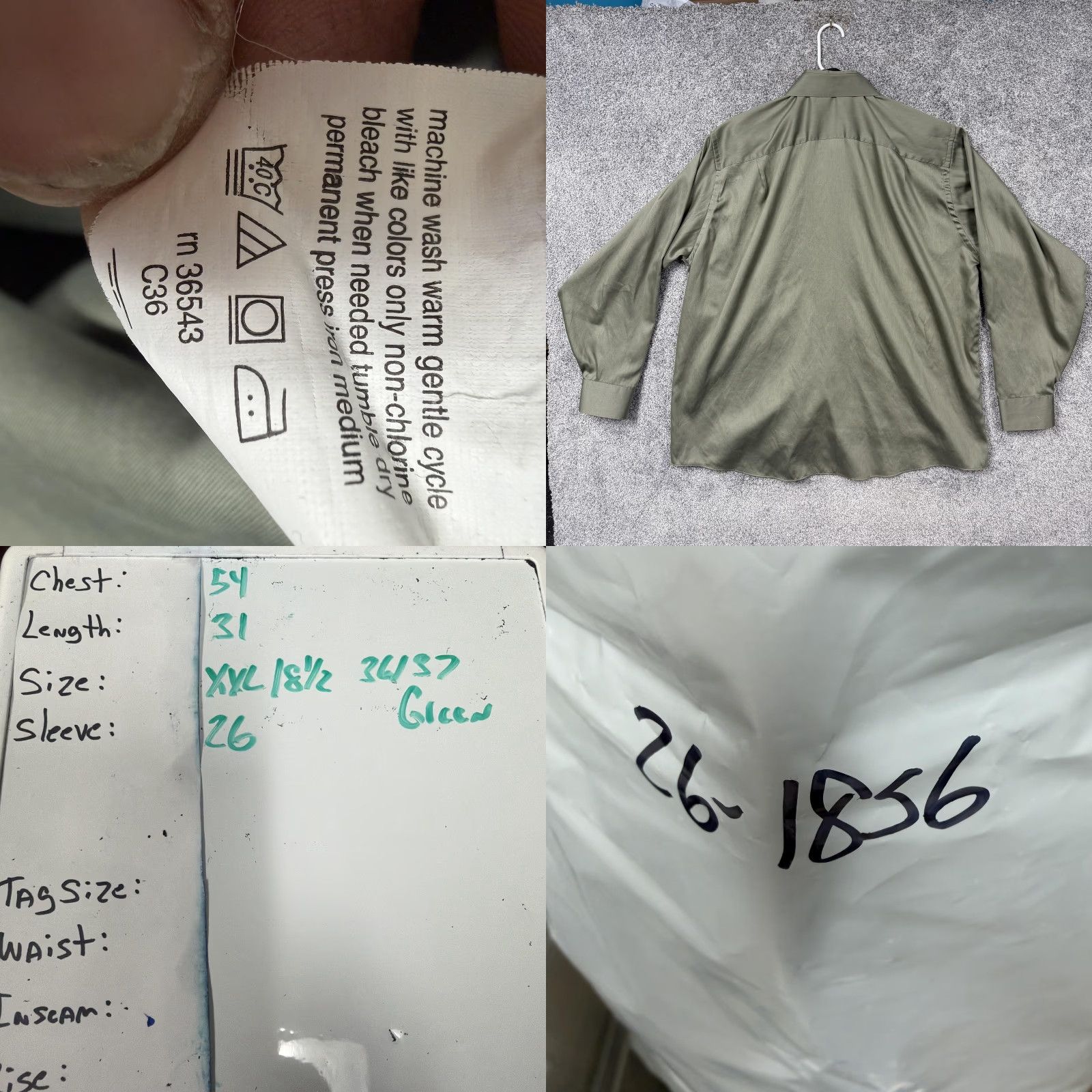 Geoffrey Beene Geoffrey Beene Dress Shirt 2XL Green Wrinkle Free Sateen Cotton Polyester Business Mens Shirt Size 48R - 8 Thumbnail