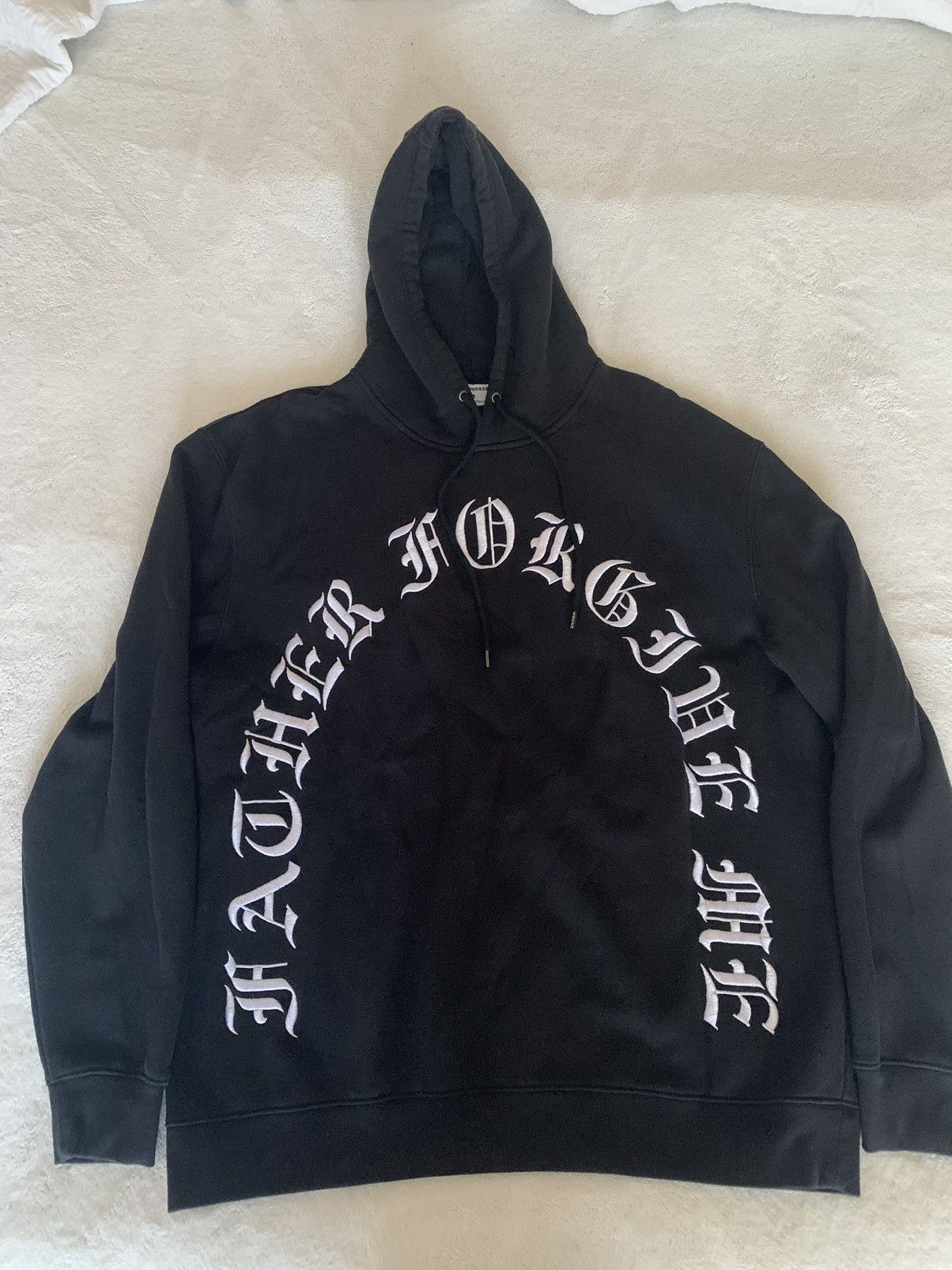 image of Designer Father Forgive Me Arched Hoodie/xl in Black, Men's