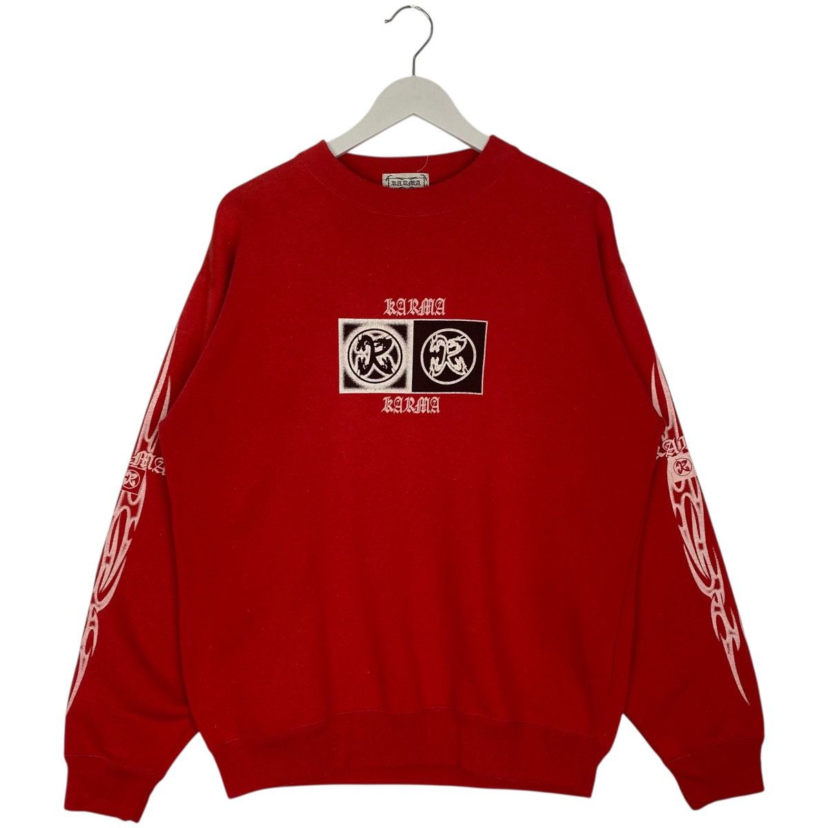 Vintage Vintage Karma Printed Crewneck Sweatshirt Red Size M Size US M / EU 48-50 / 2 - 1 Thumbnail
