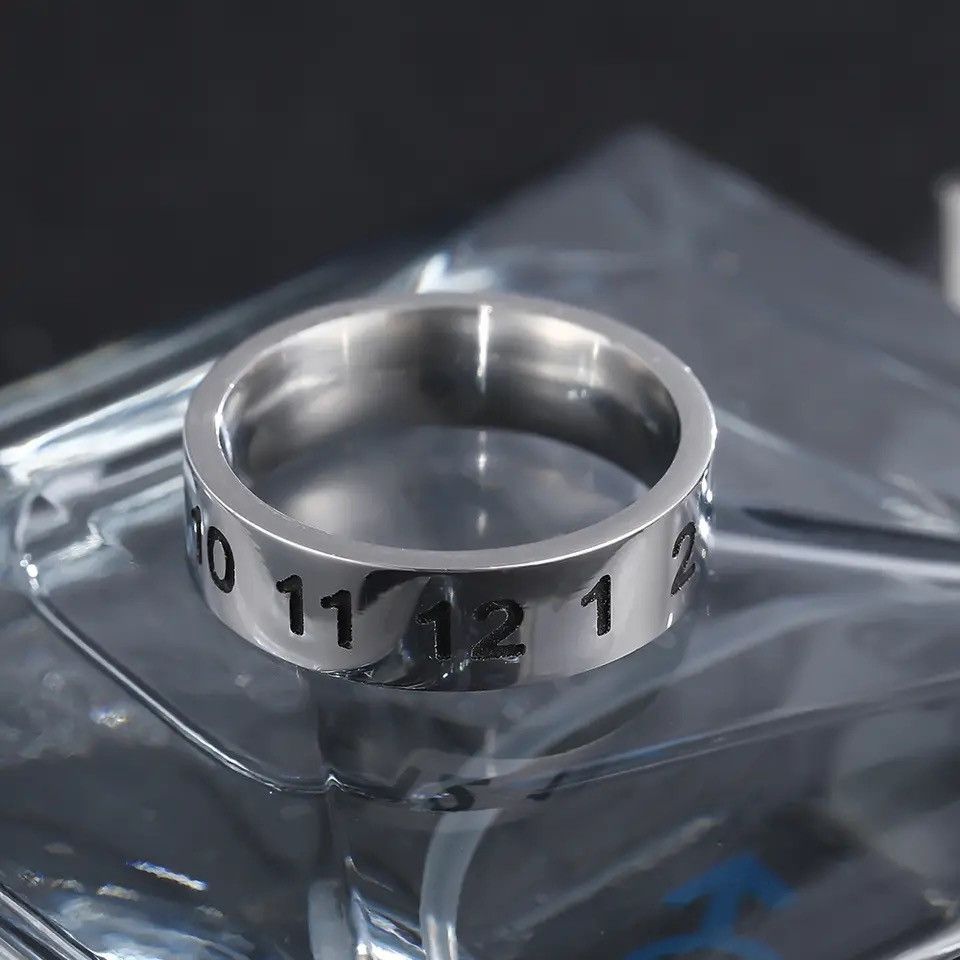 Jewelry x Ring Gold Plated Number Ring (Size 6-10 ) in Silver, Men's