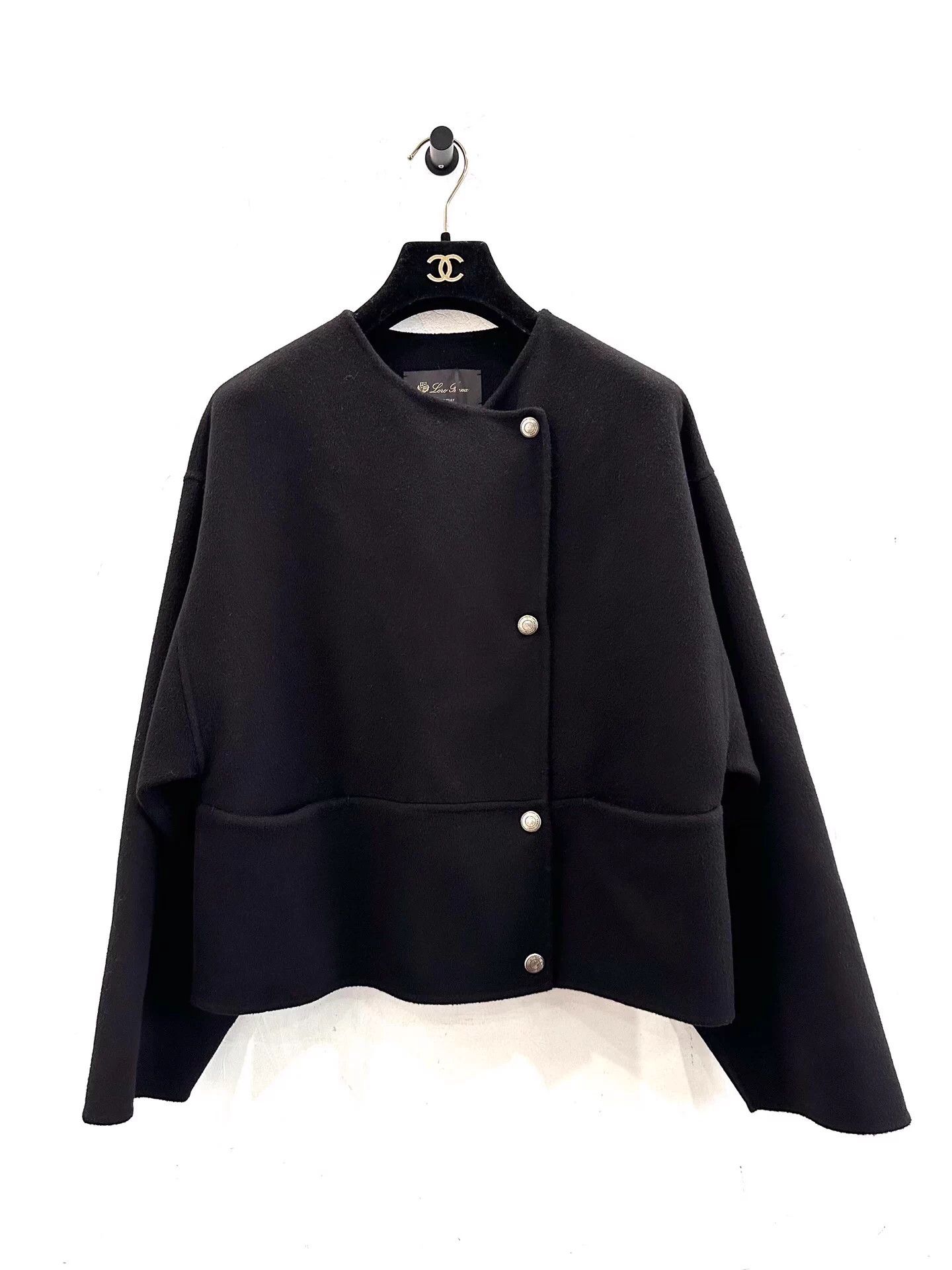 Loro Piana Loro Piana Women's Black Asym Button Cashmere Cardi 34 Size XS / US 0-2 / IT 36-38 - 1 Thumbnail