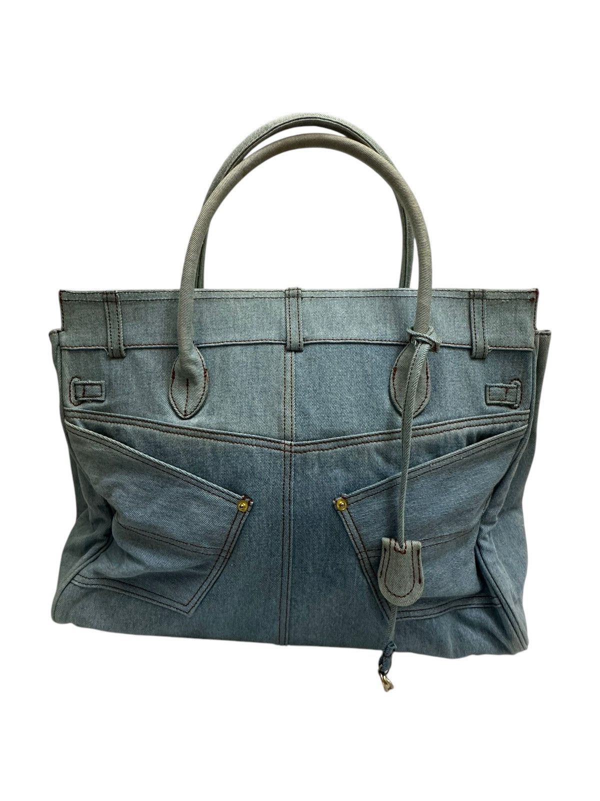 Handmade RARE ‼️ Denim Blue ‘Birkin’ Style Bag Size ONE SIZE - 5 Thumbnail